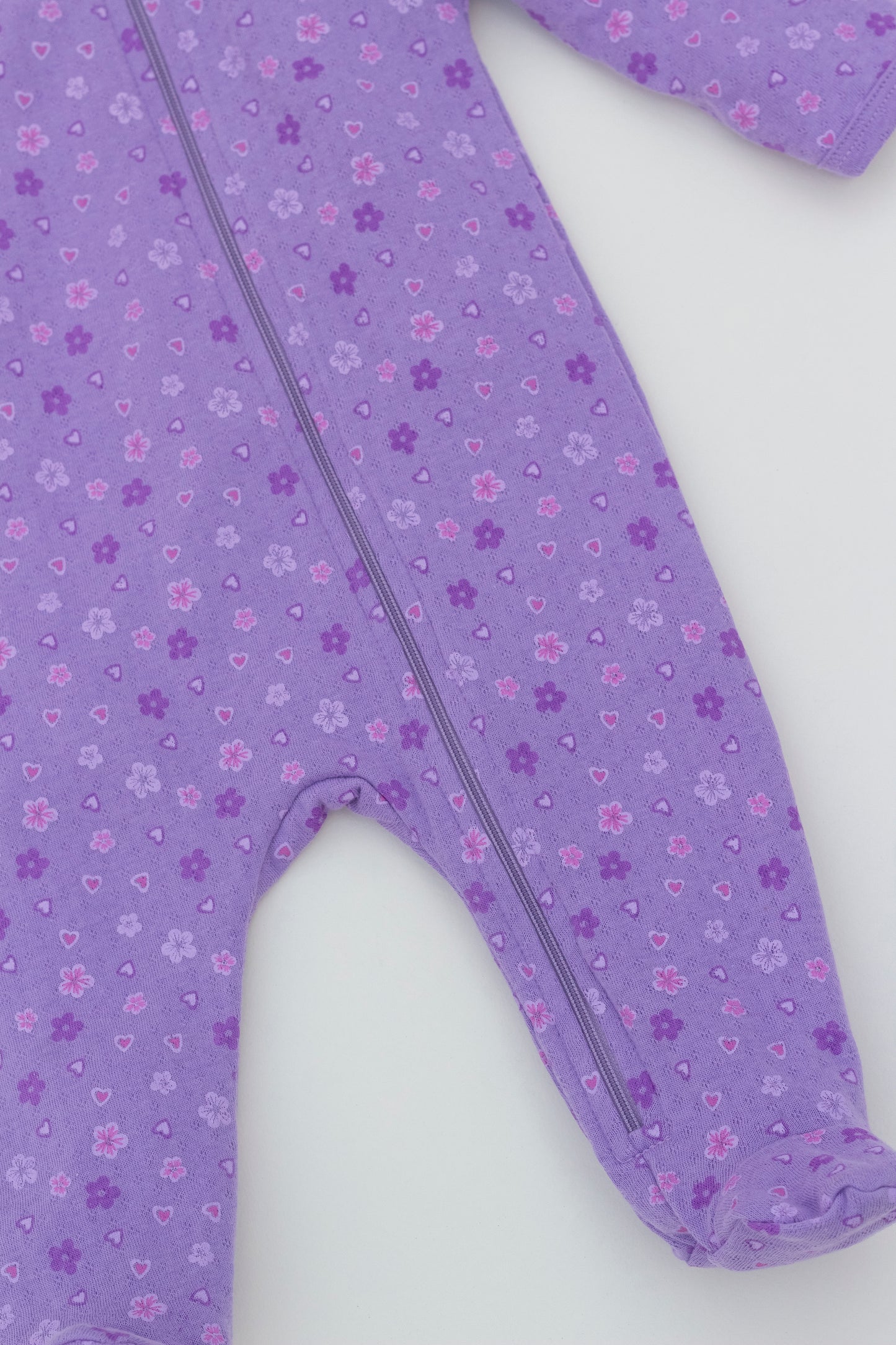Organic cotton zipper footed pajamas purple