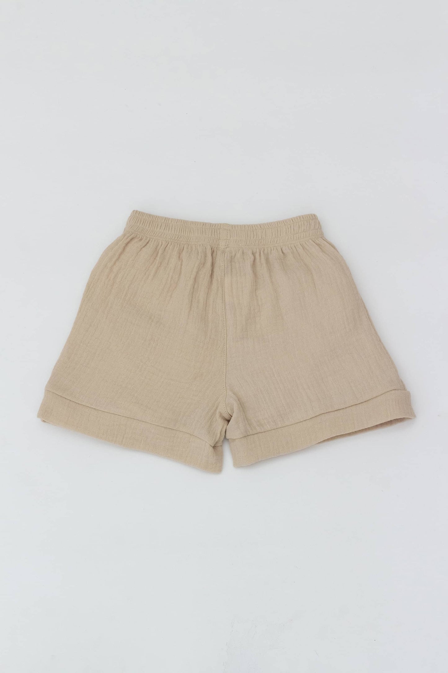 Muslin shorts with elastic waistband beige
