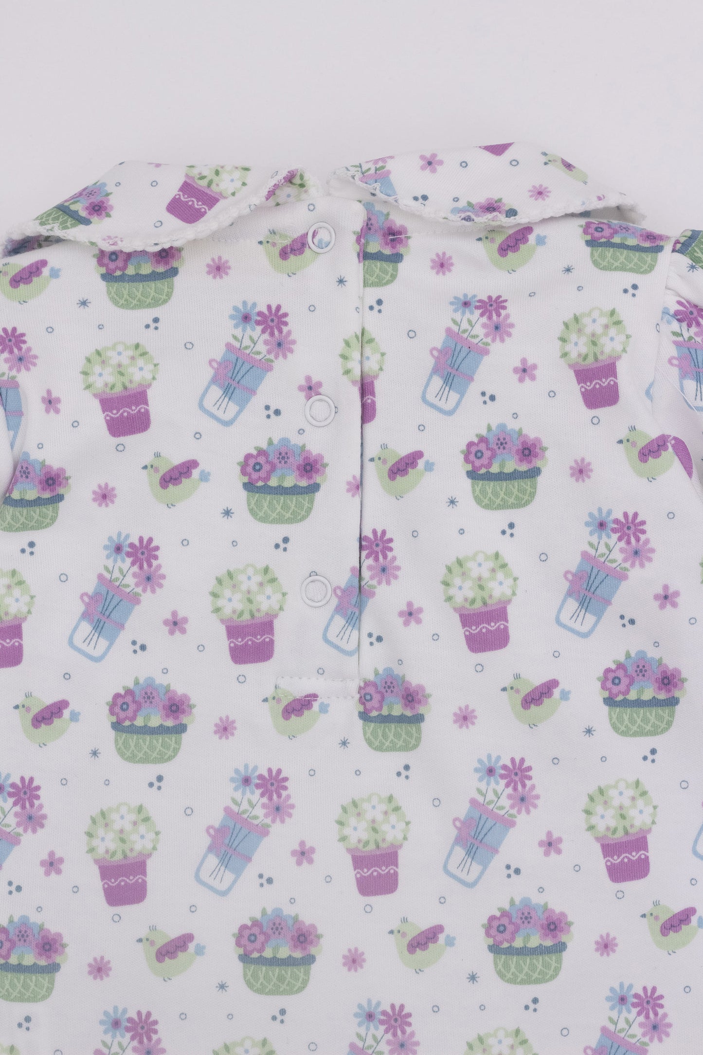 Organic long sleeve bodysuit with collar lavender