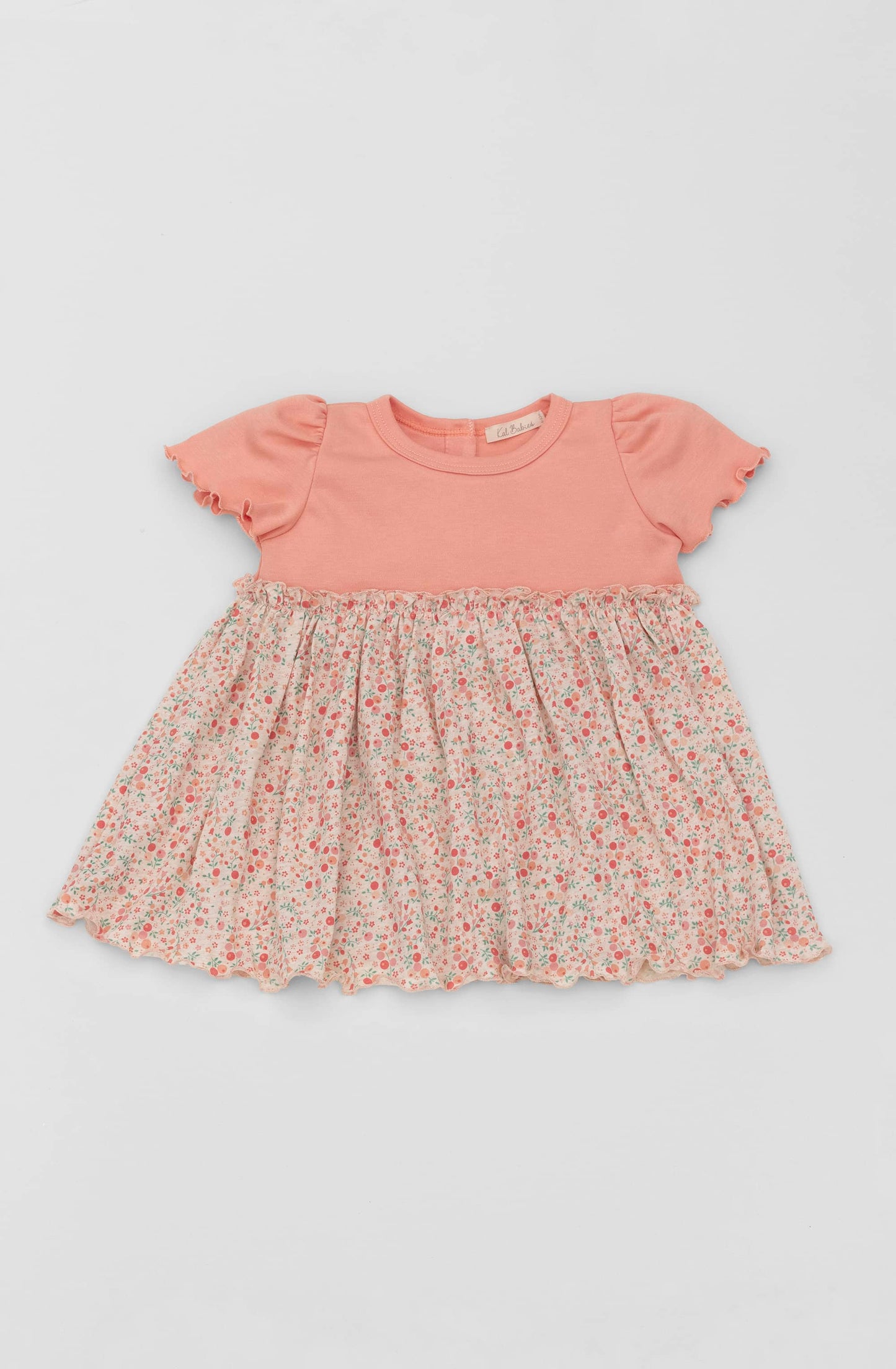 Organic combined floral dress melon