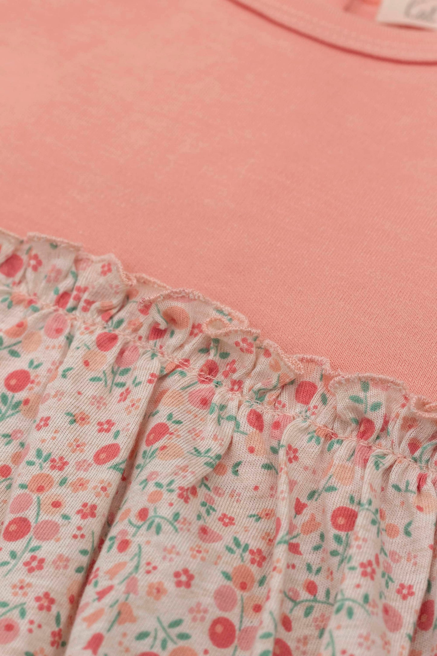 Organic combined floral dress melon