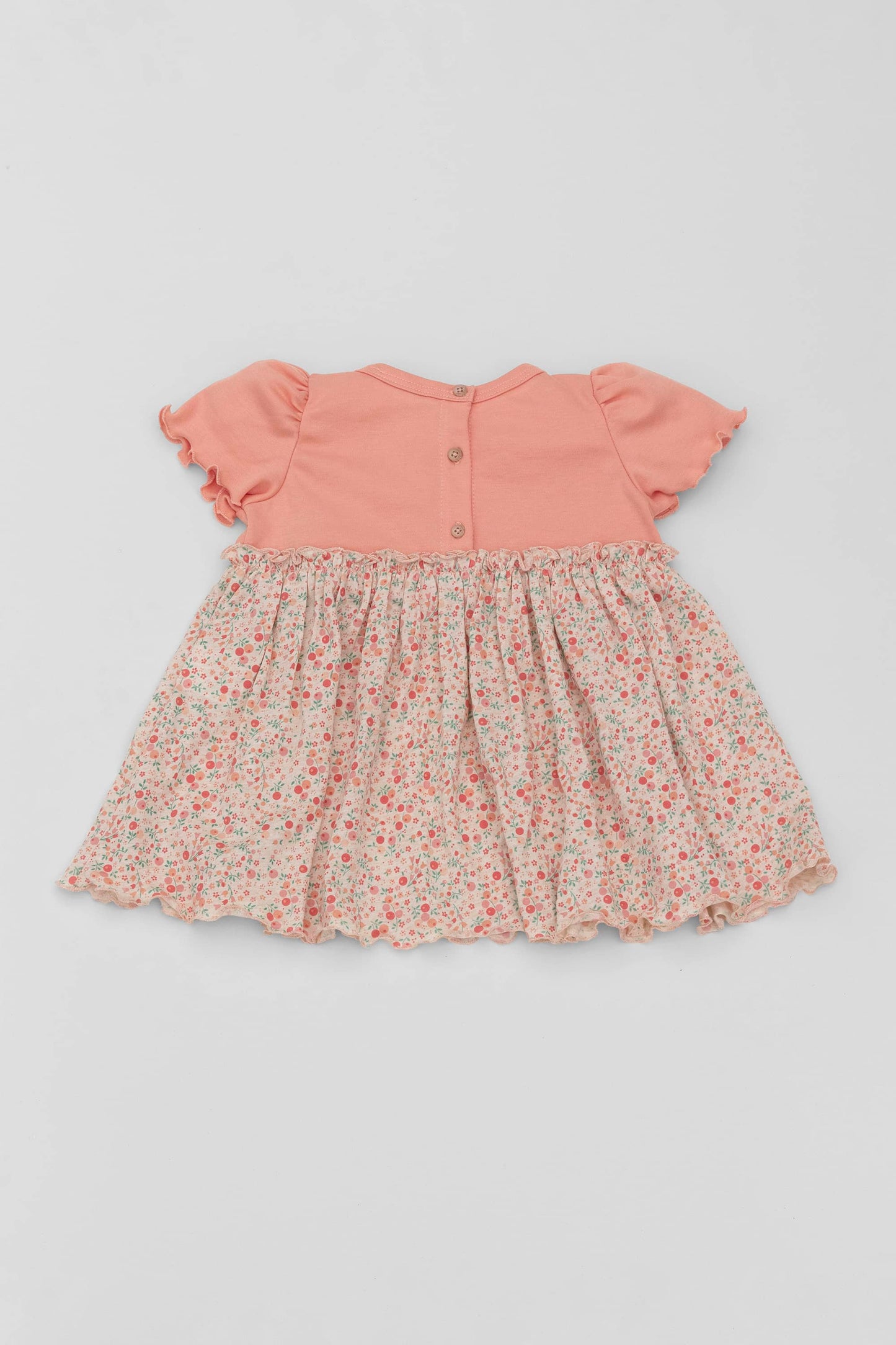 Organic combined floral dress melon