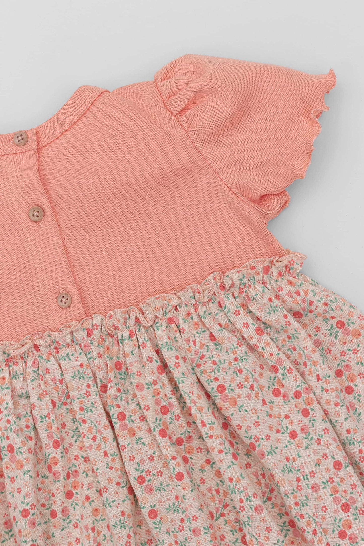Organic combined floral dress melon