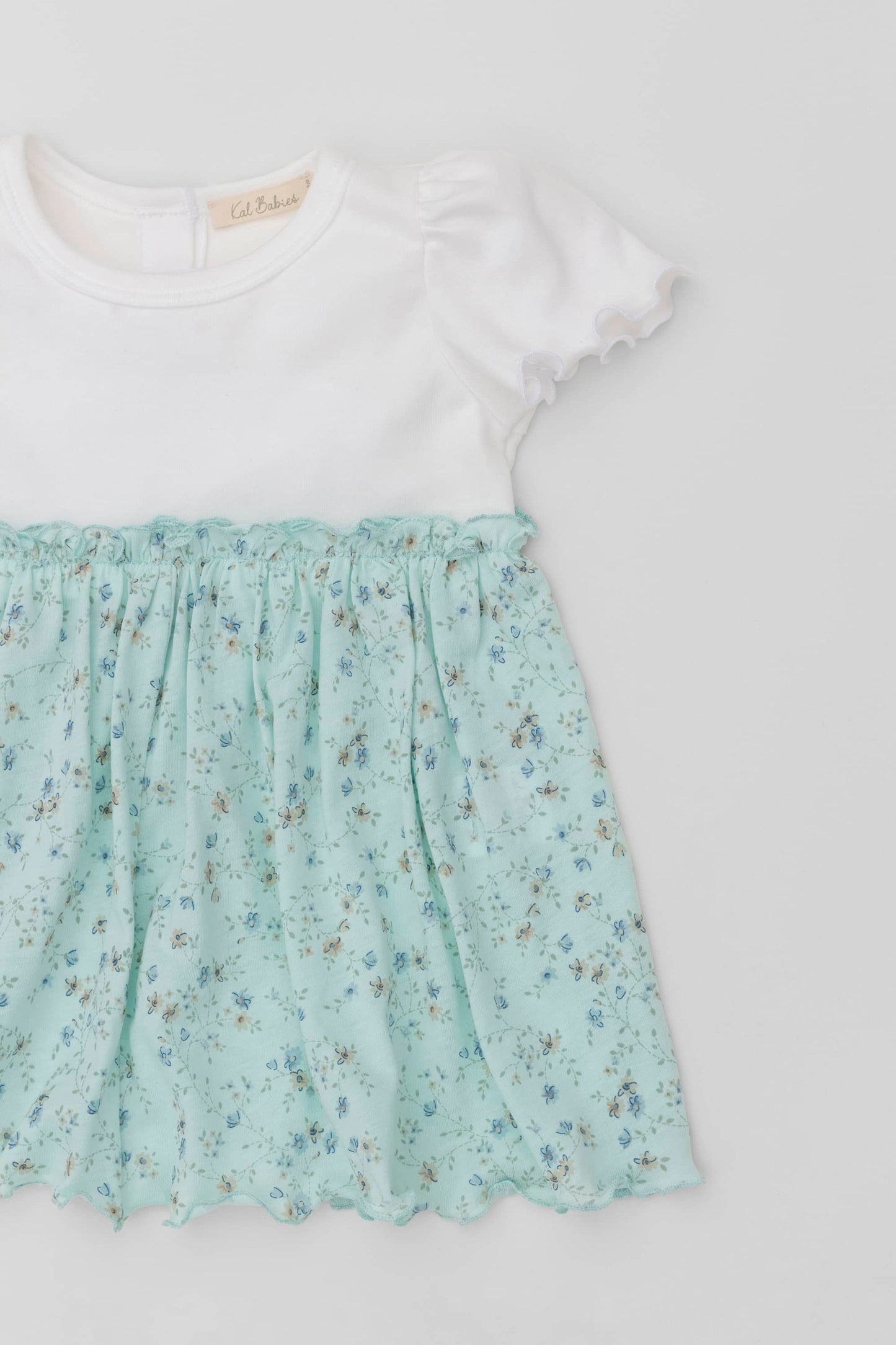 Organic combined floral dress mint