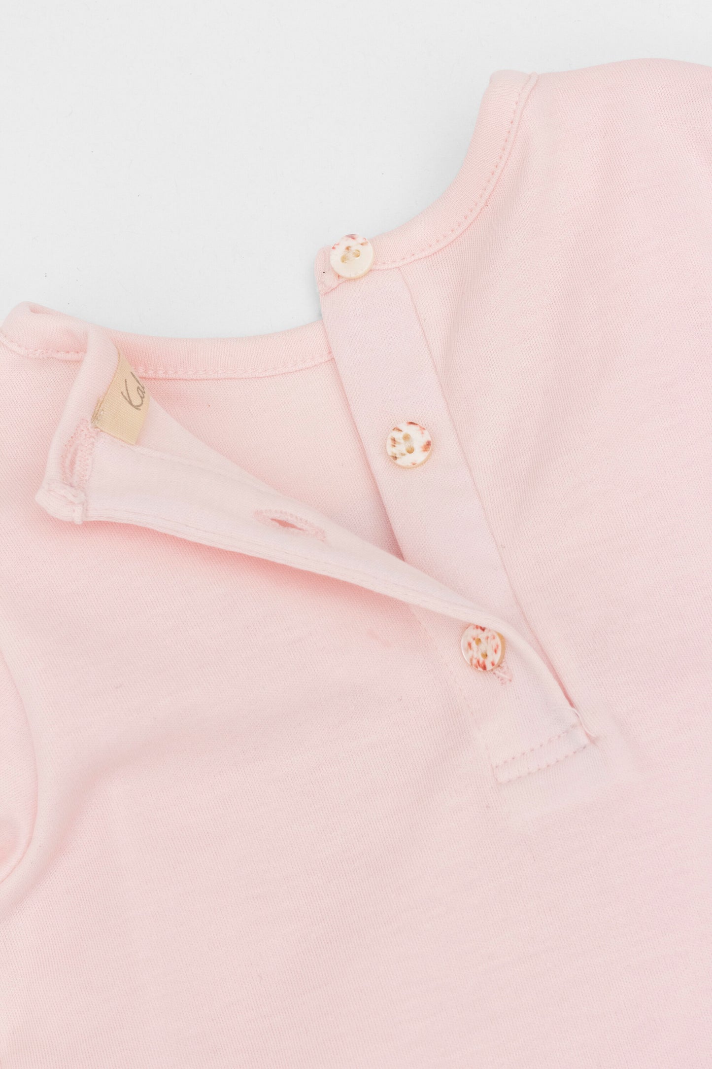 Organic long sleeve ruffle dress Bird pink