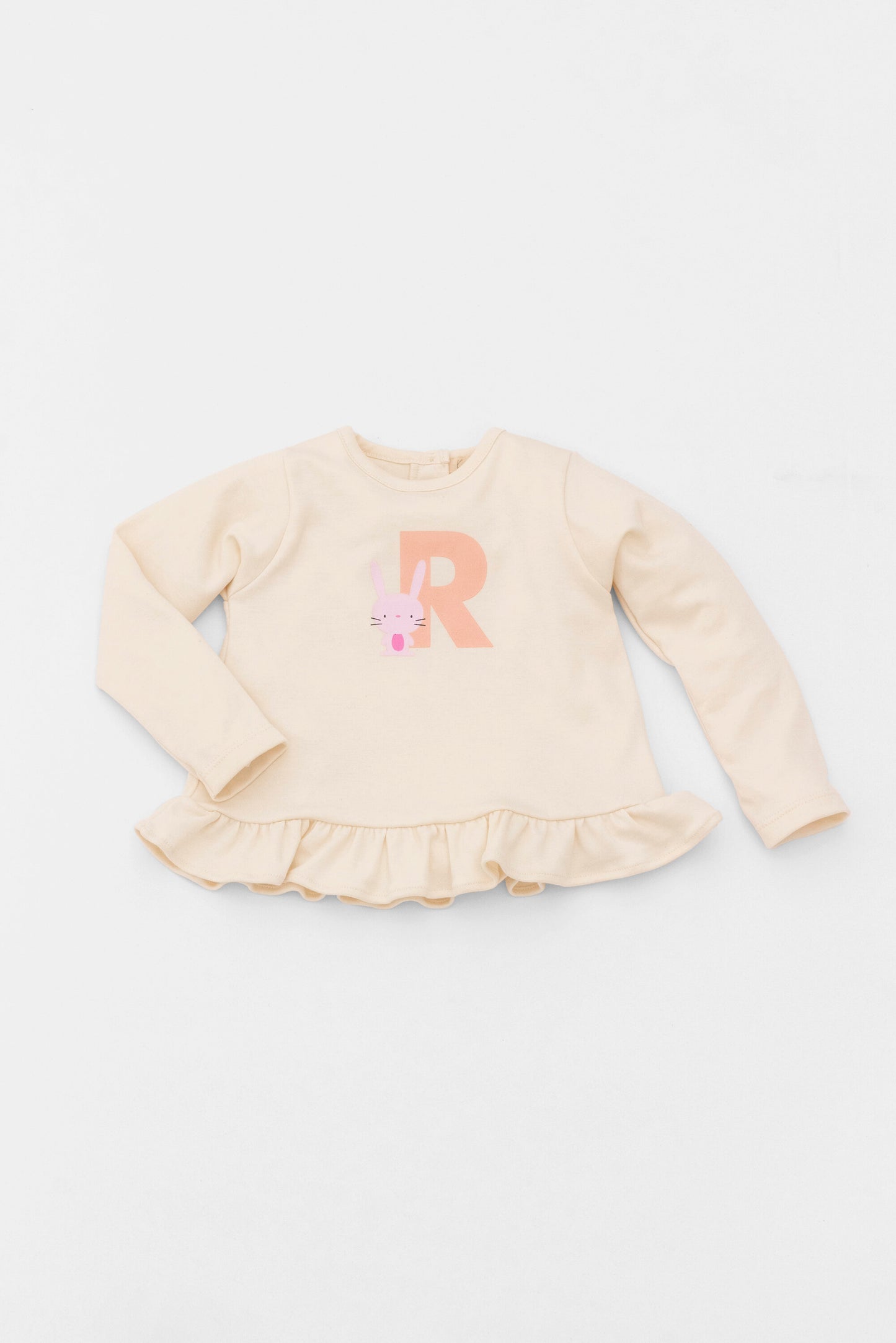 Organic long sleeve ruffle dress Rabbit Ivory