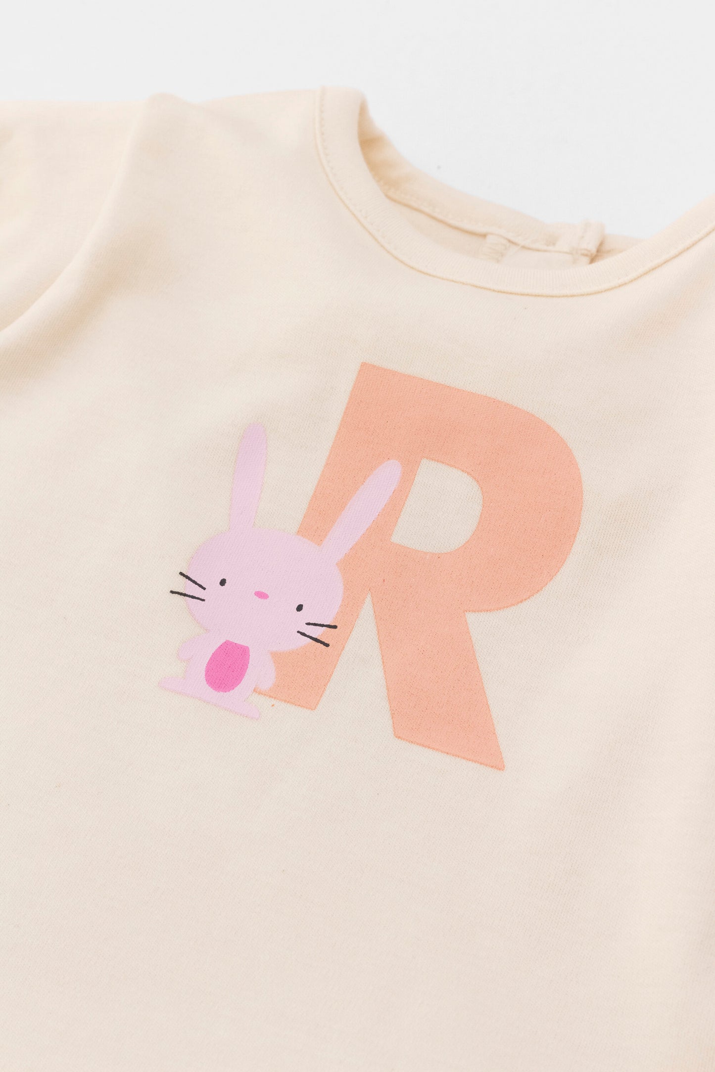 Organic long sleeve ruffle dress Rabbit Ivory