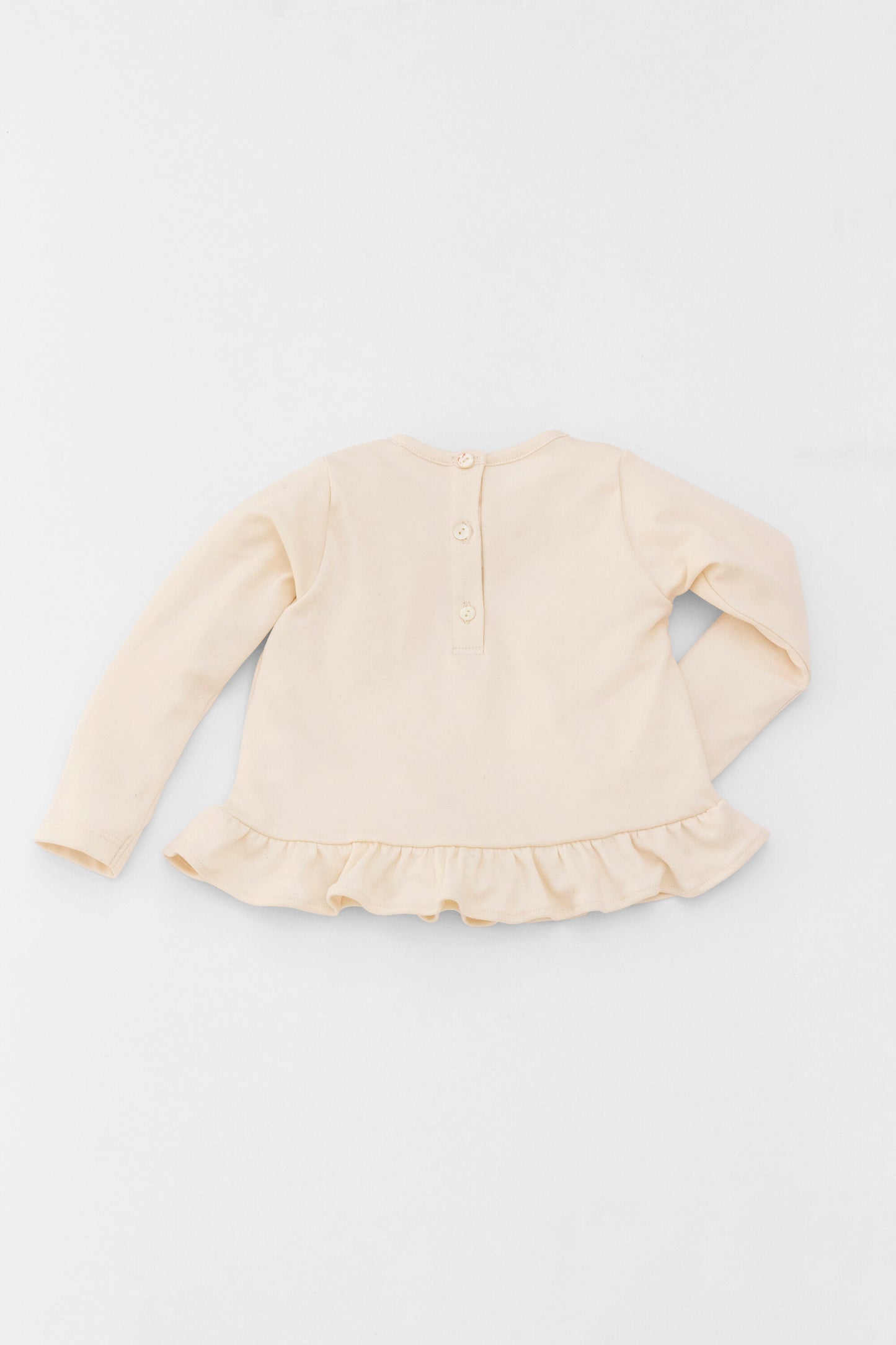 Organic long sleeve ruffle dress Rabbit Ivory