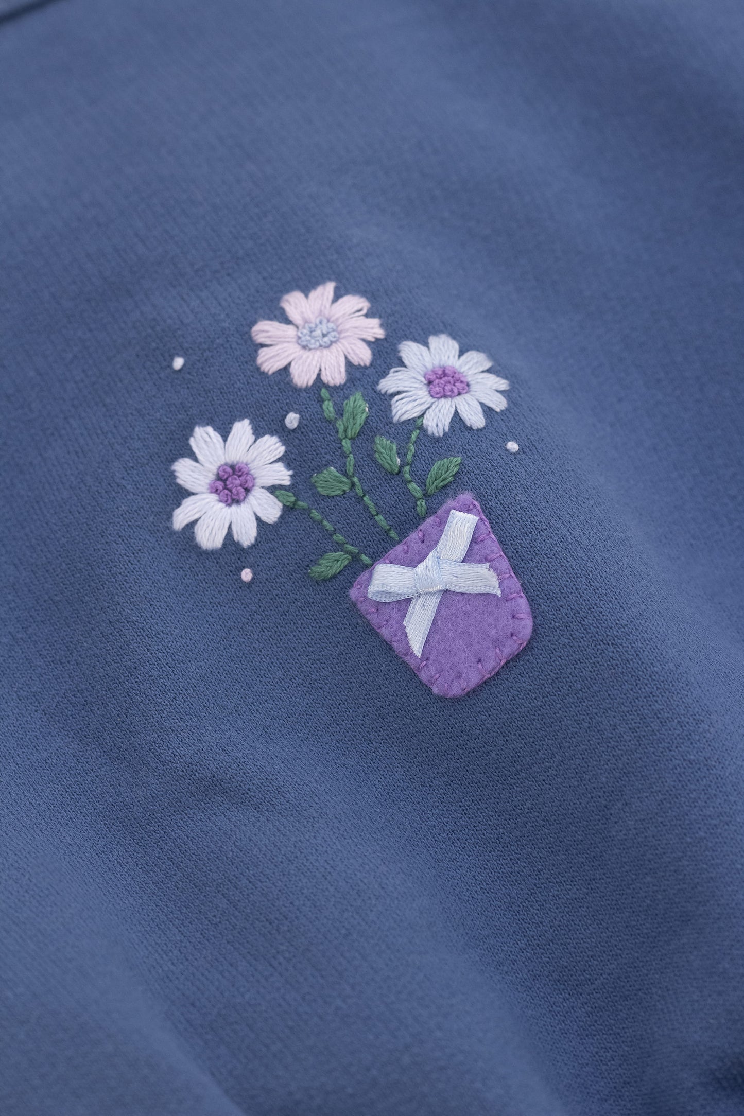 Organic sweatshirt with shirring blue