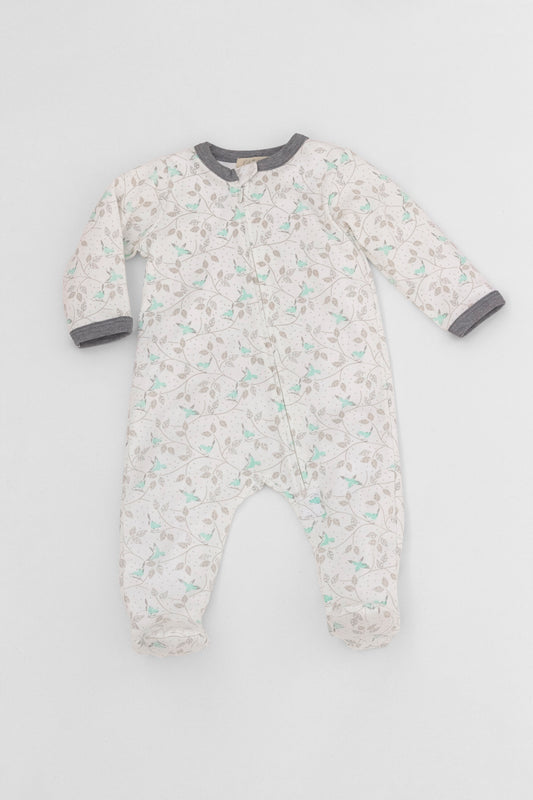 Organic zipper footed pajamas birds