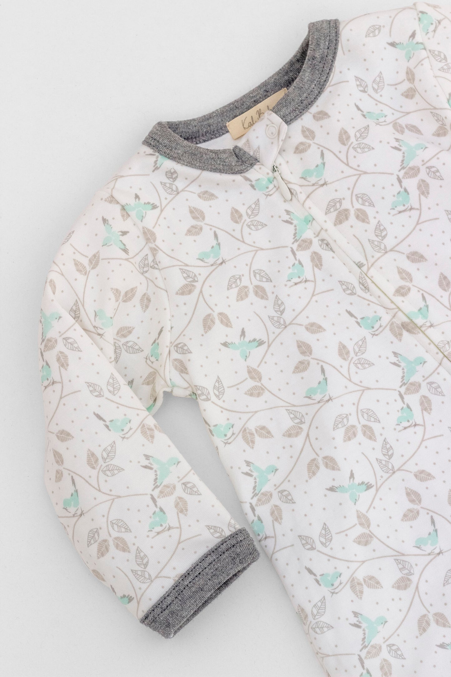 Organic zipper footed pajamas birds