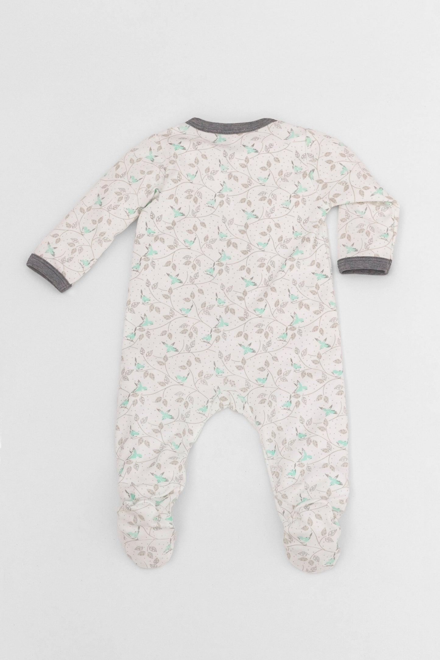Organic zipper footed pajamas birds