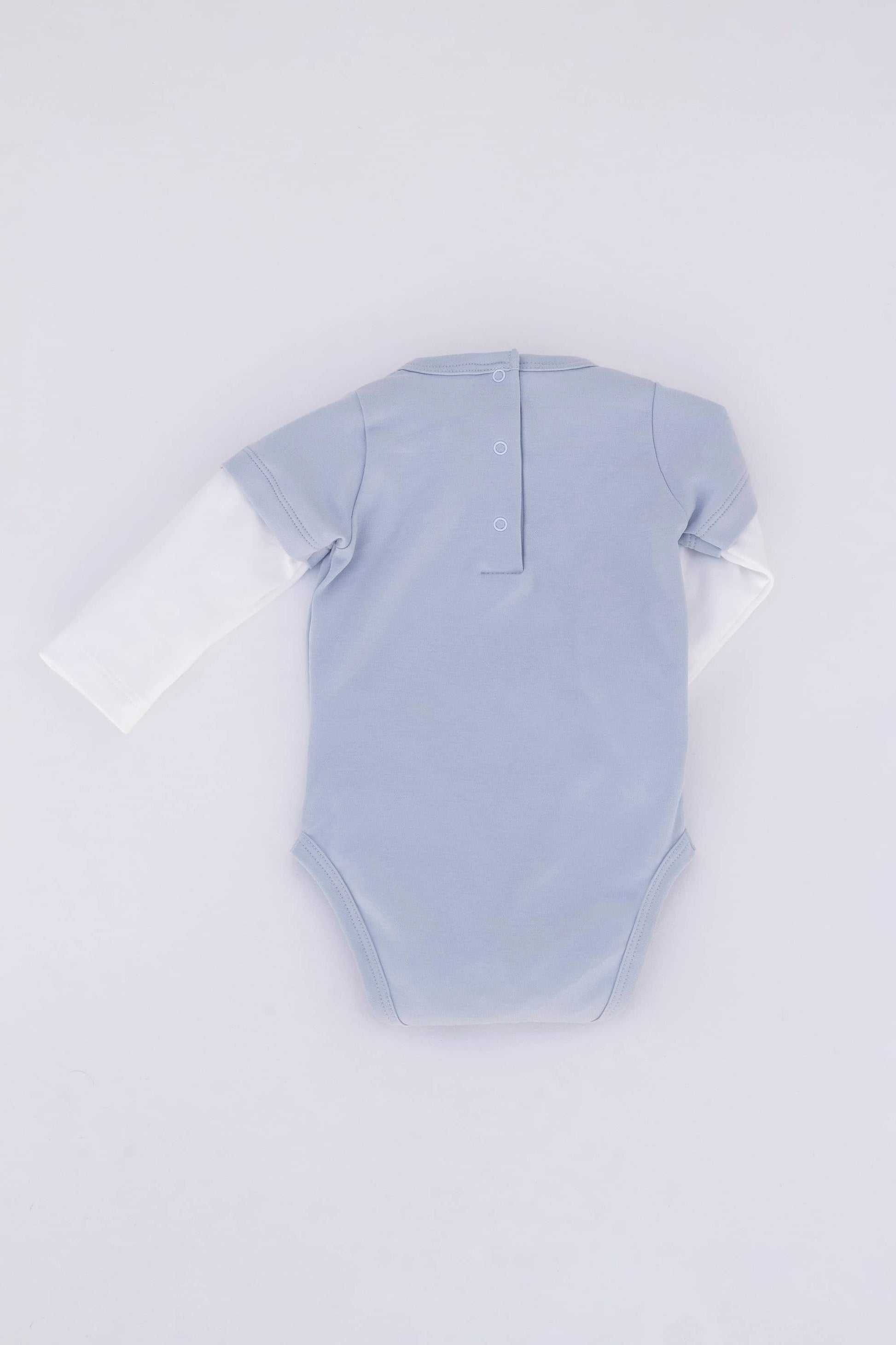 long-sleeve layered bodysuit blue_ back view