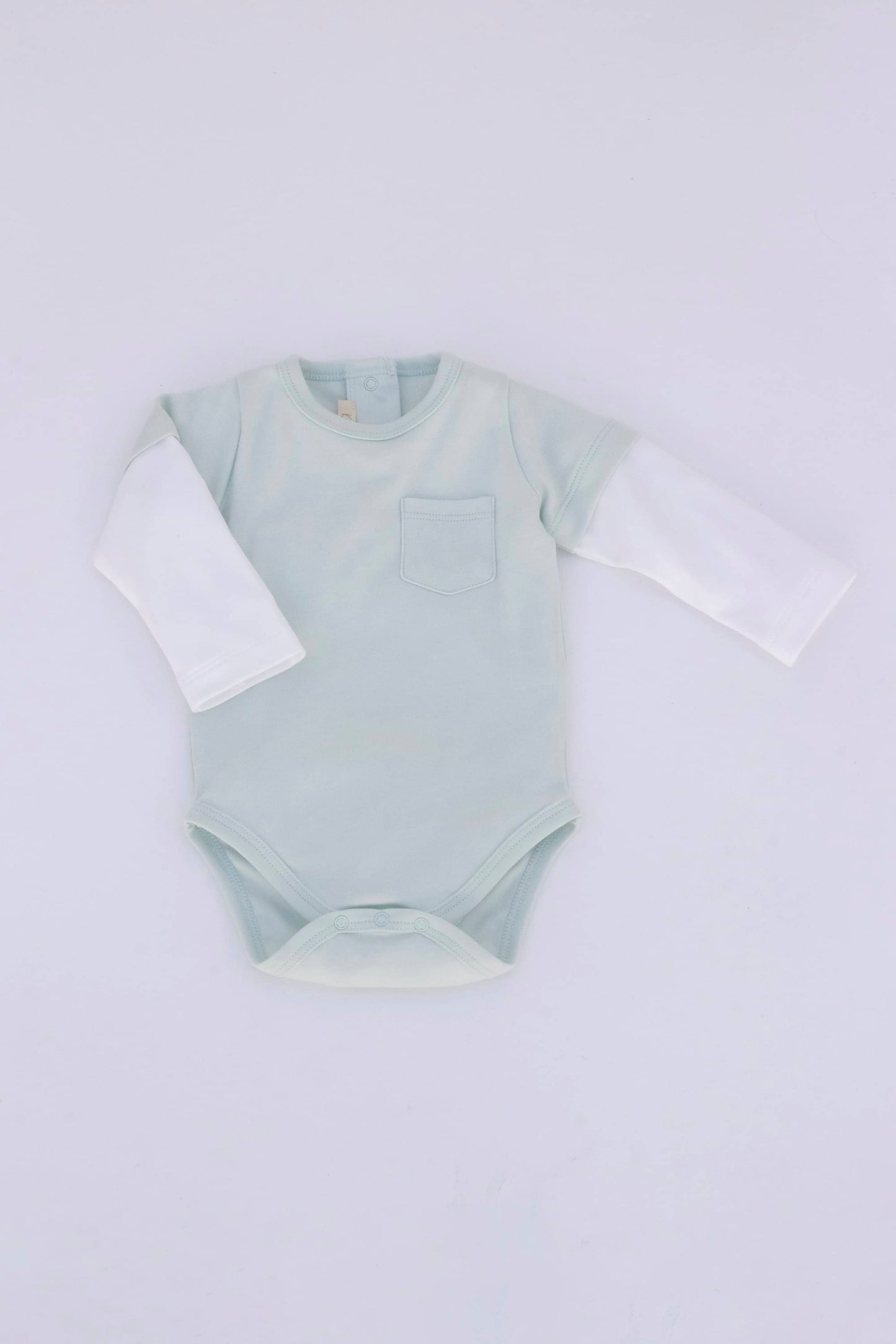 long-sleeve layered bodysuit mint_ front view