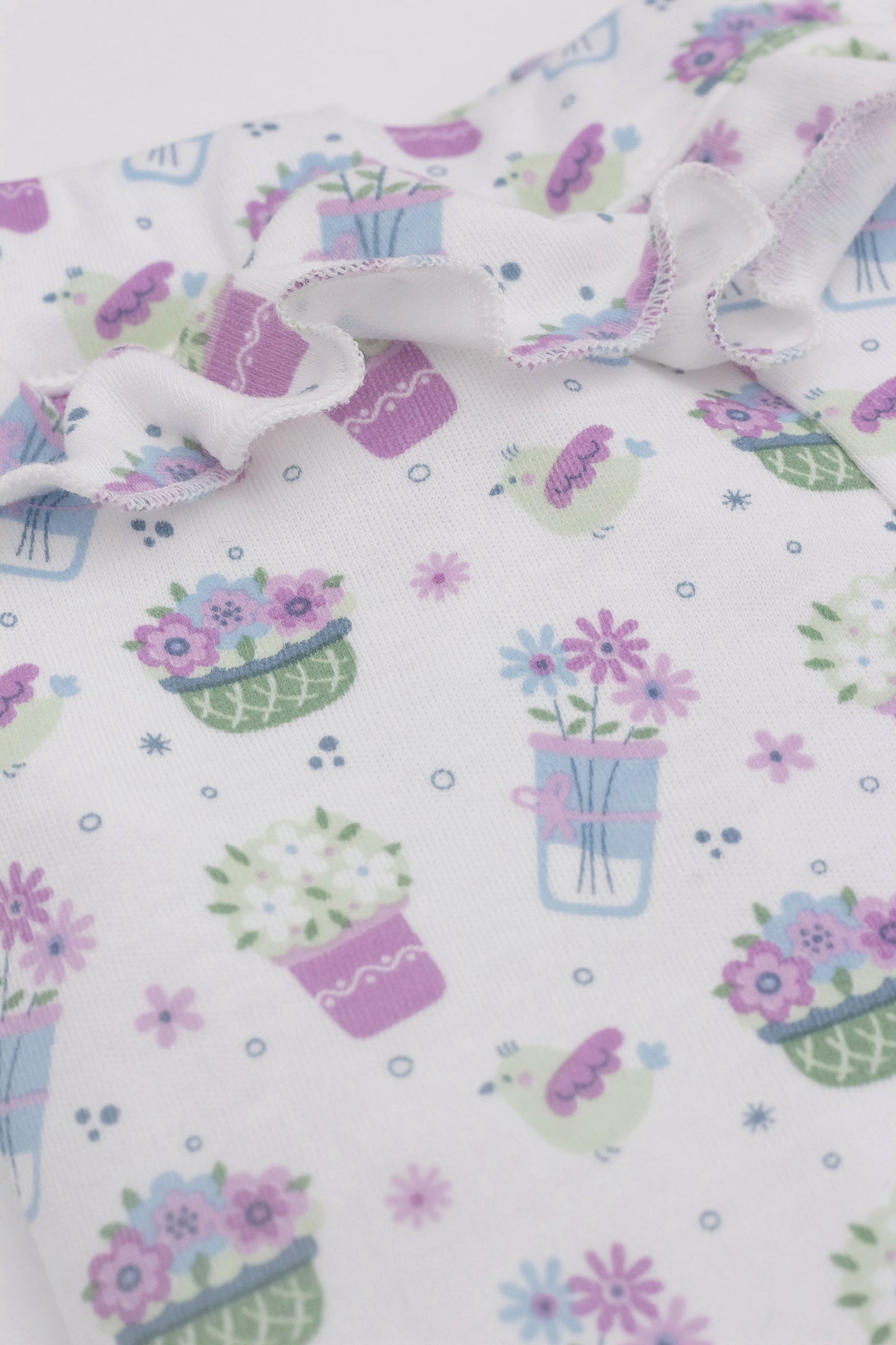 Organic leggings with ruffle floral lavander