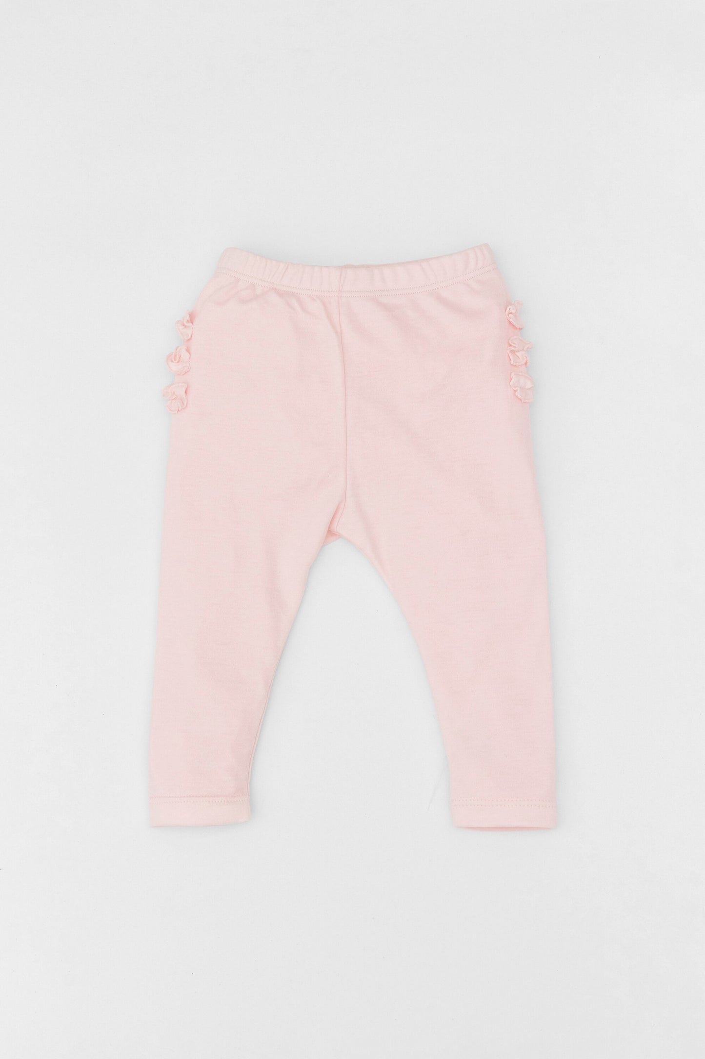 Organic ruffle-trim leggings baby pink