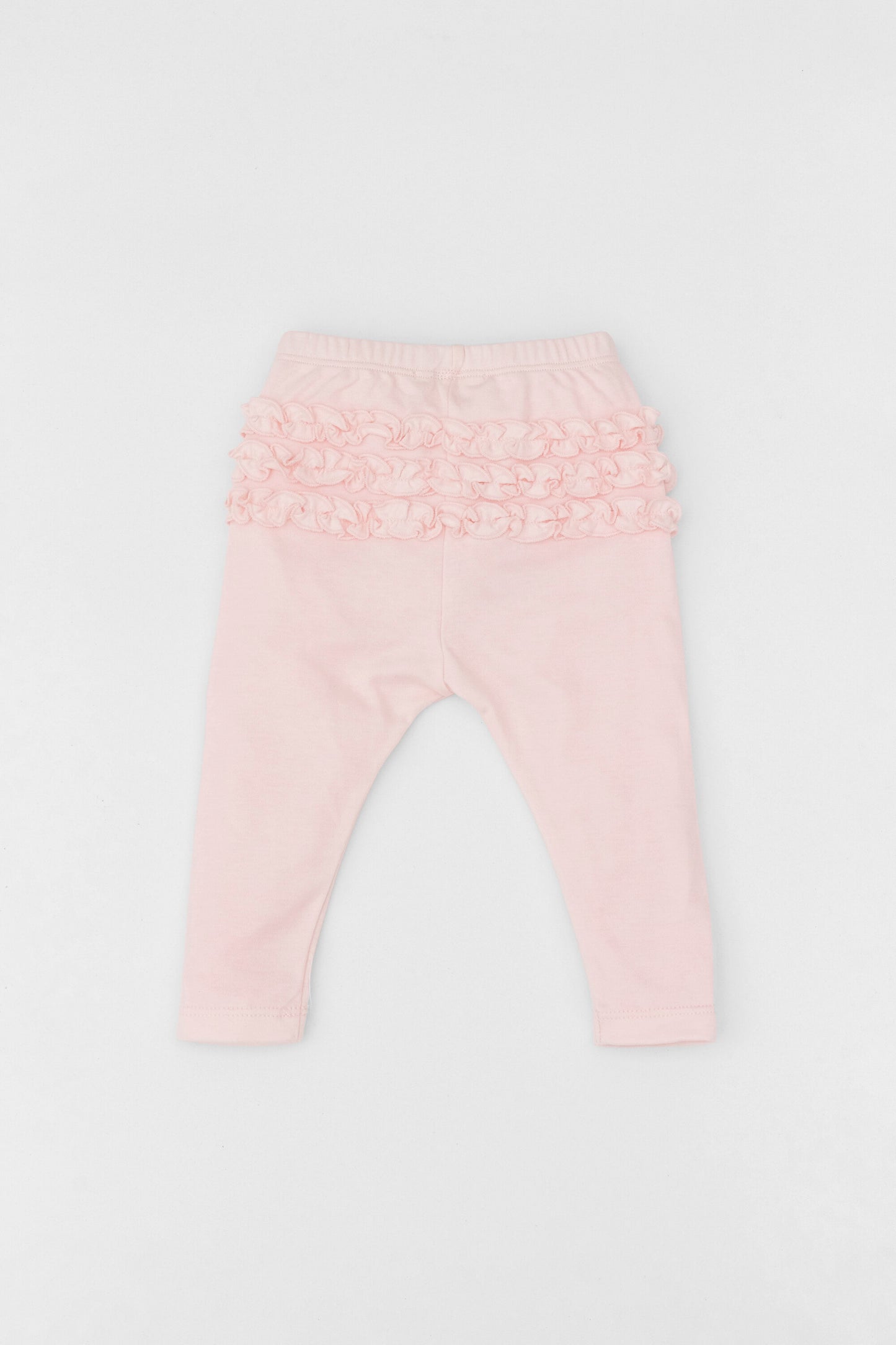 Organic ruffle-trim leggings baby pink