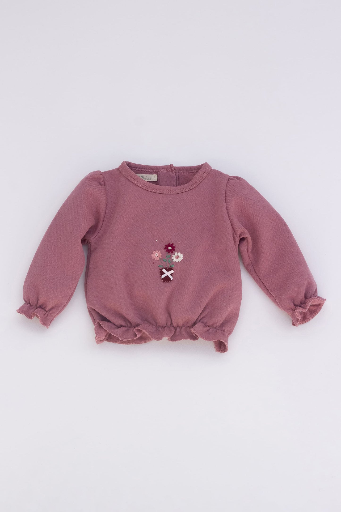 Organic sweatshirt with shirring pink