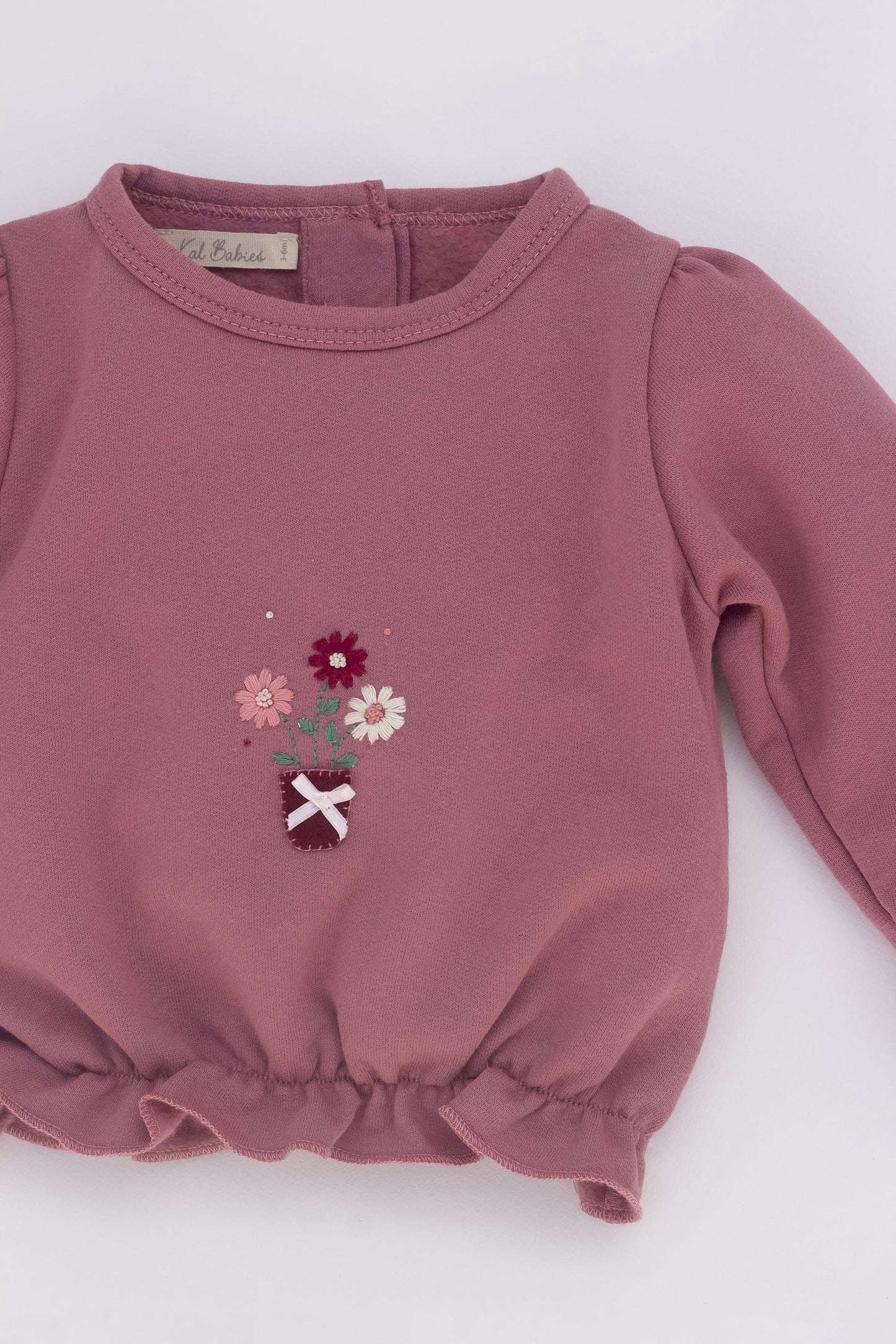 Organic sweatshirt with shirring pink