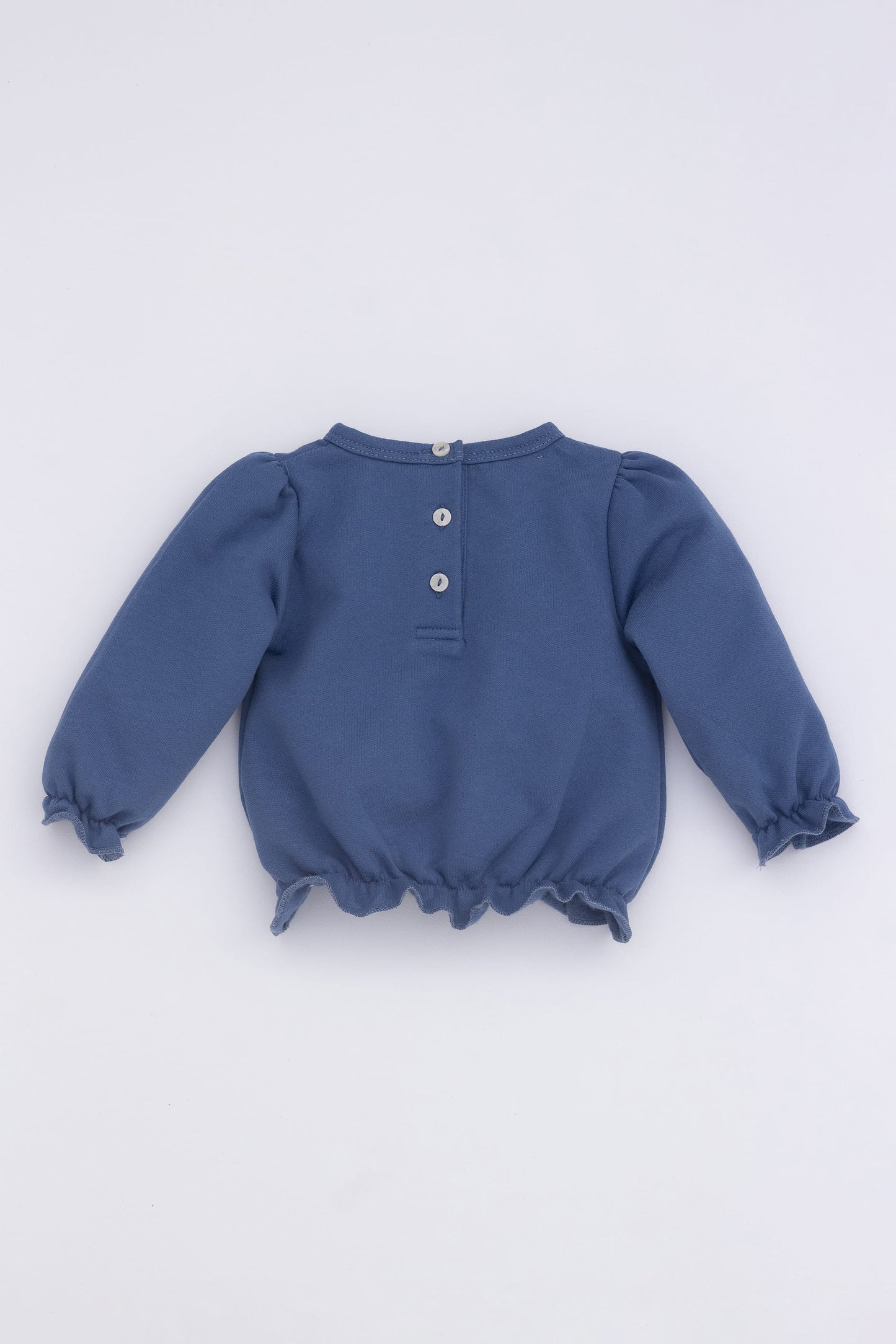 Organic sweatshirt with shirring blue