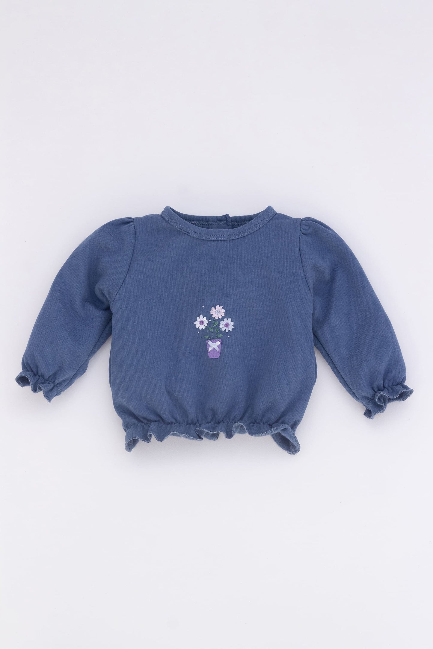 Organic sweatshirt with shirring blue