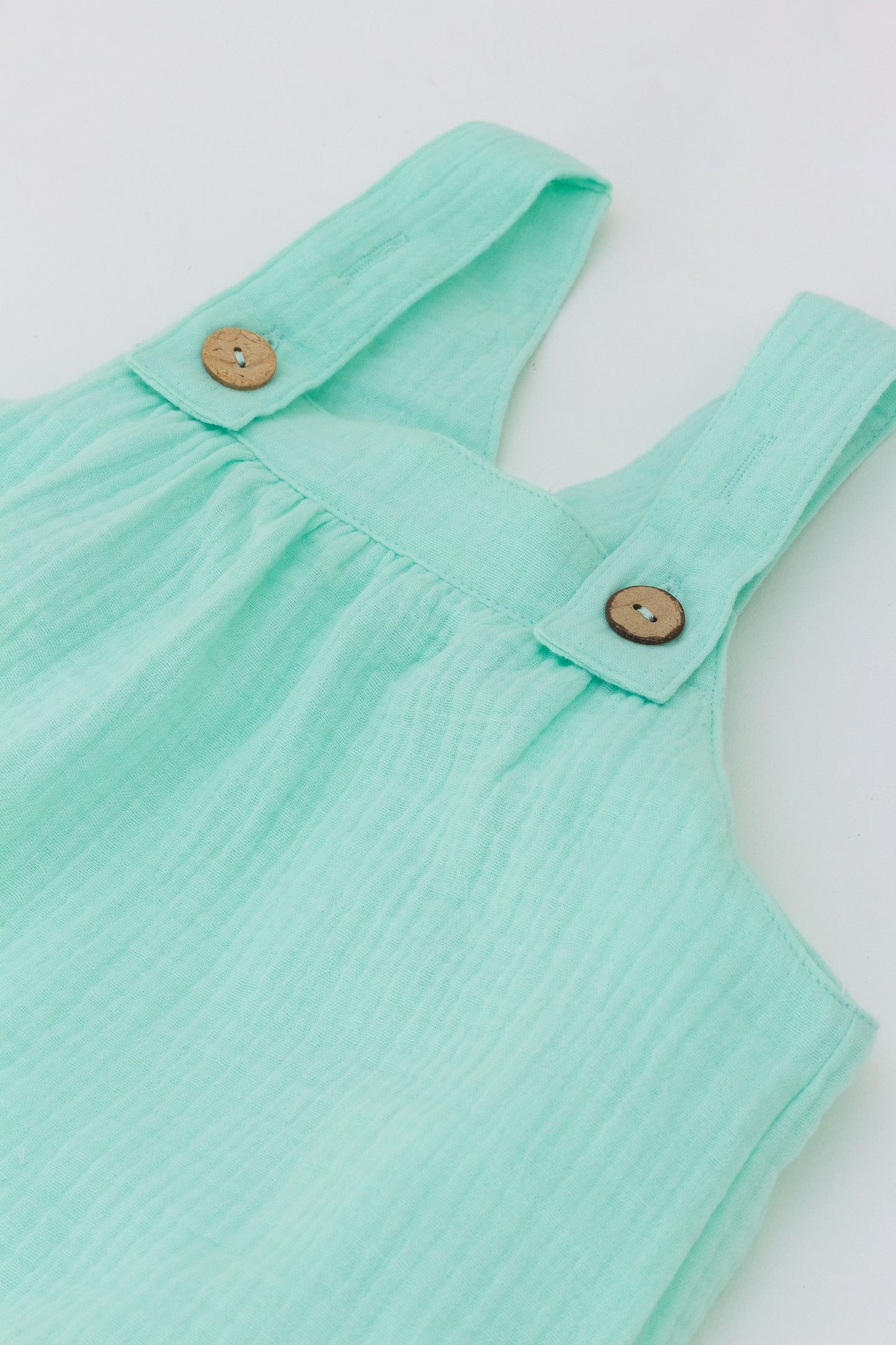 Mint green muslin overalls