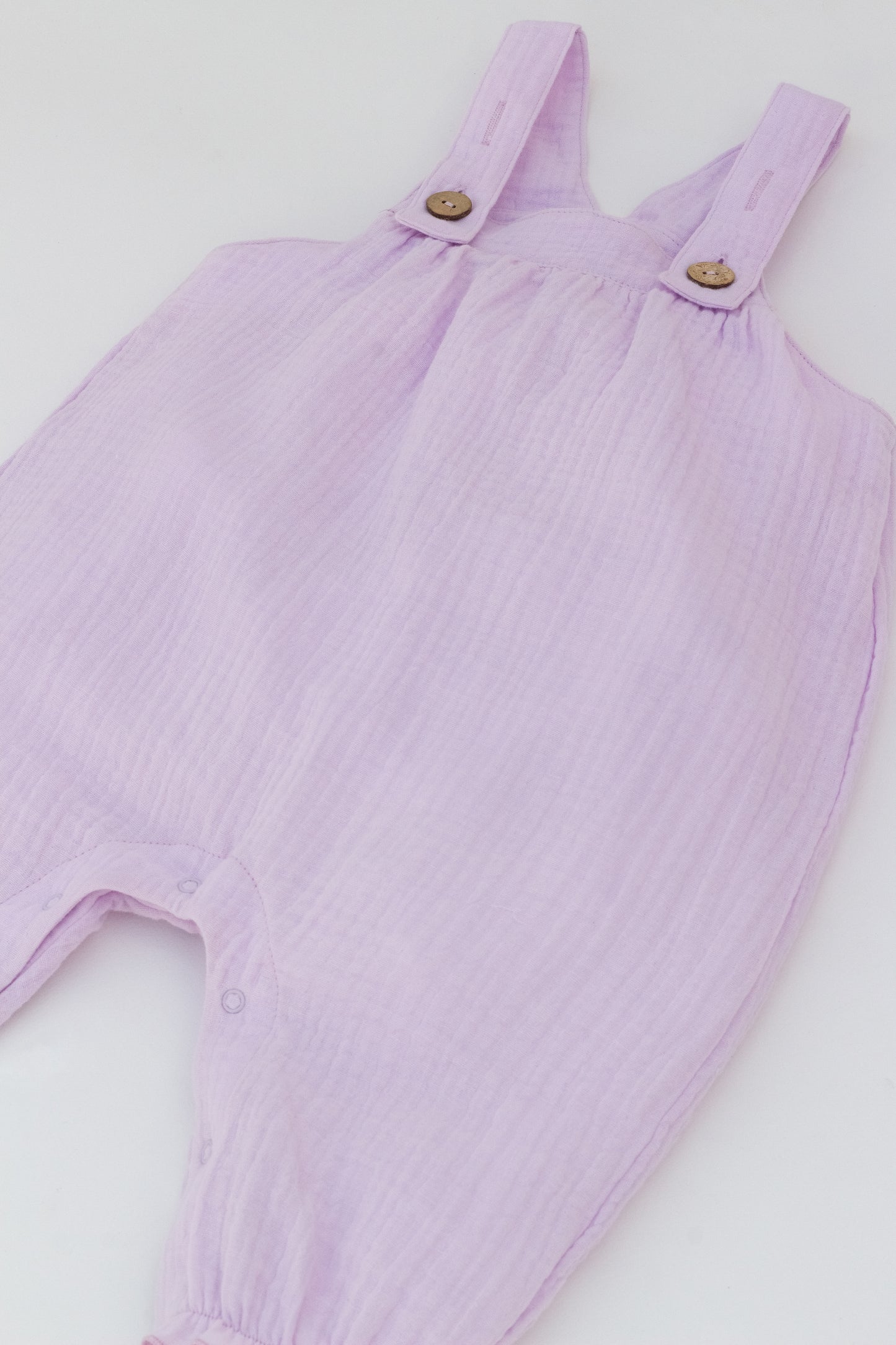Lavender muslin overalls