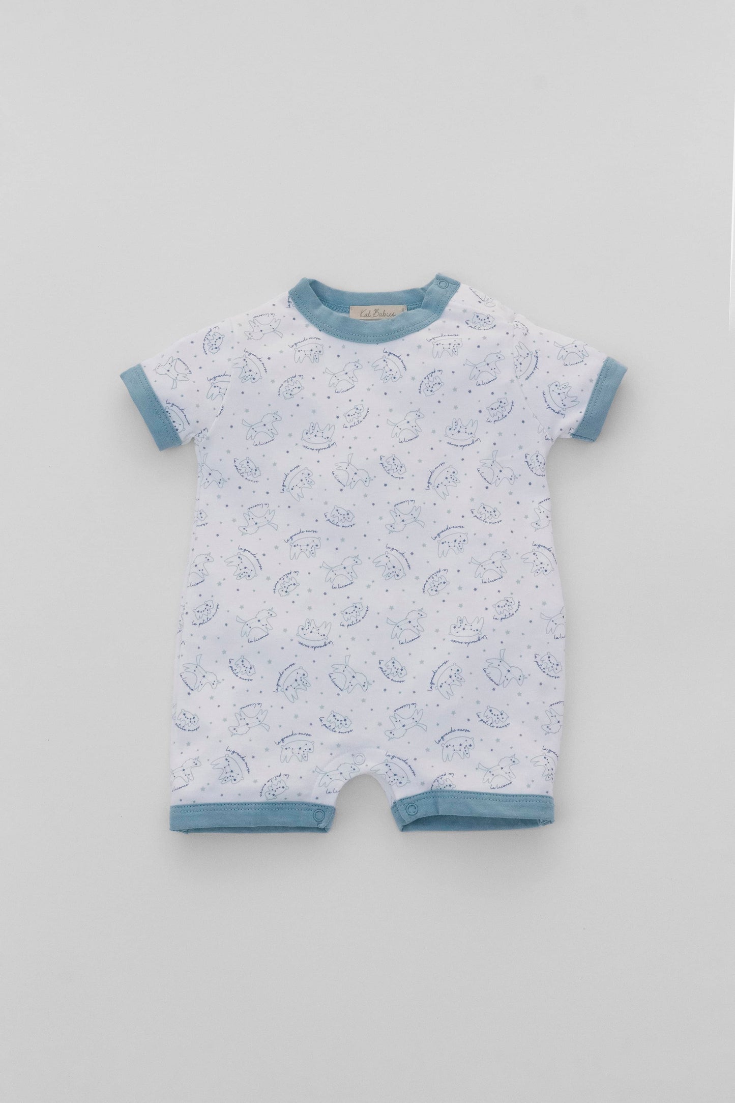 Organic crew neck romper indigo