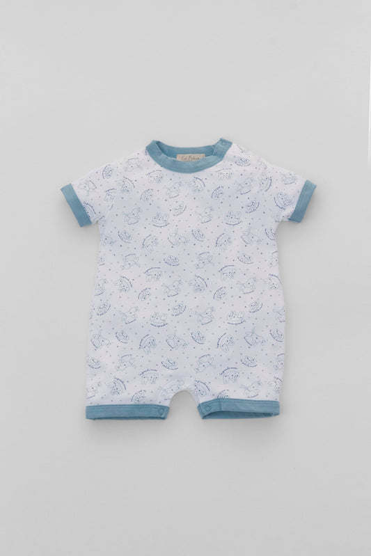 Organic crew neck romper indigo