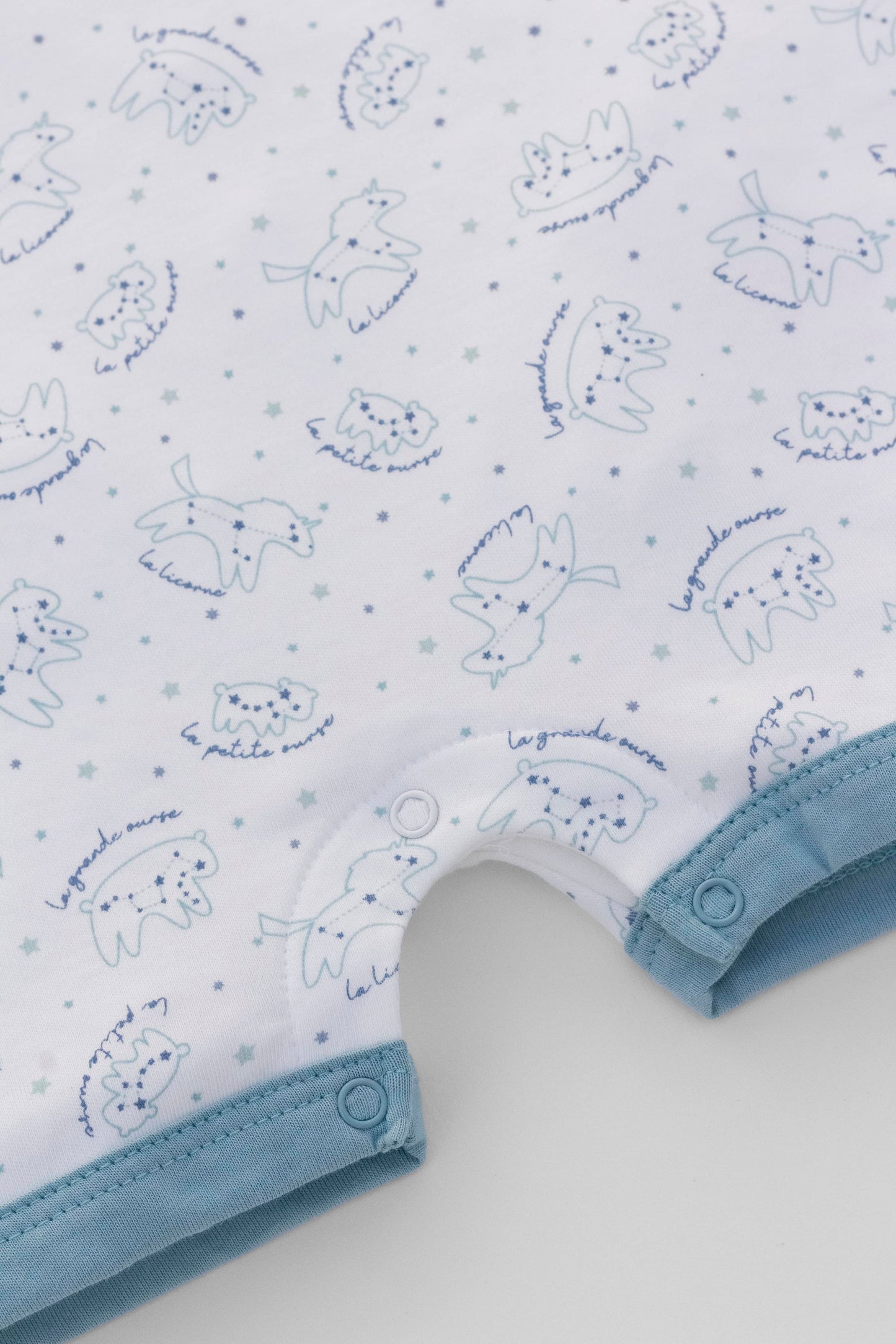 Organic crew neck romper indigo