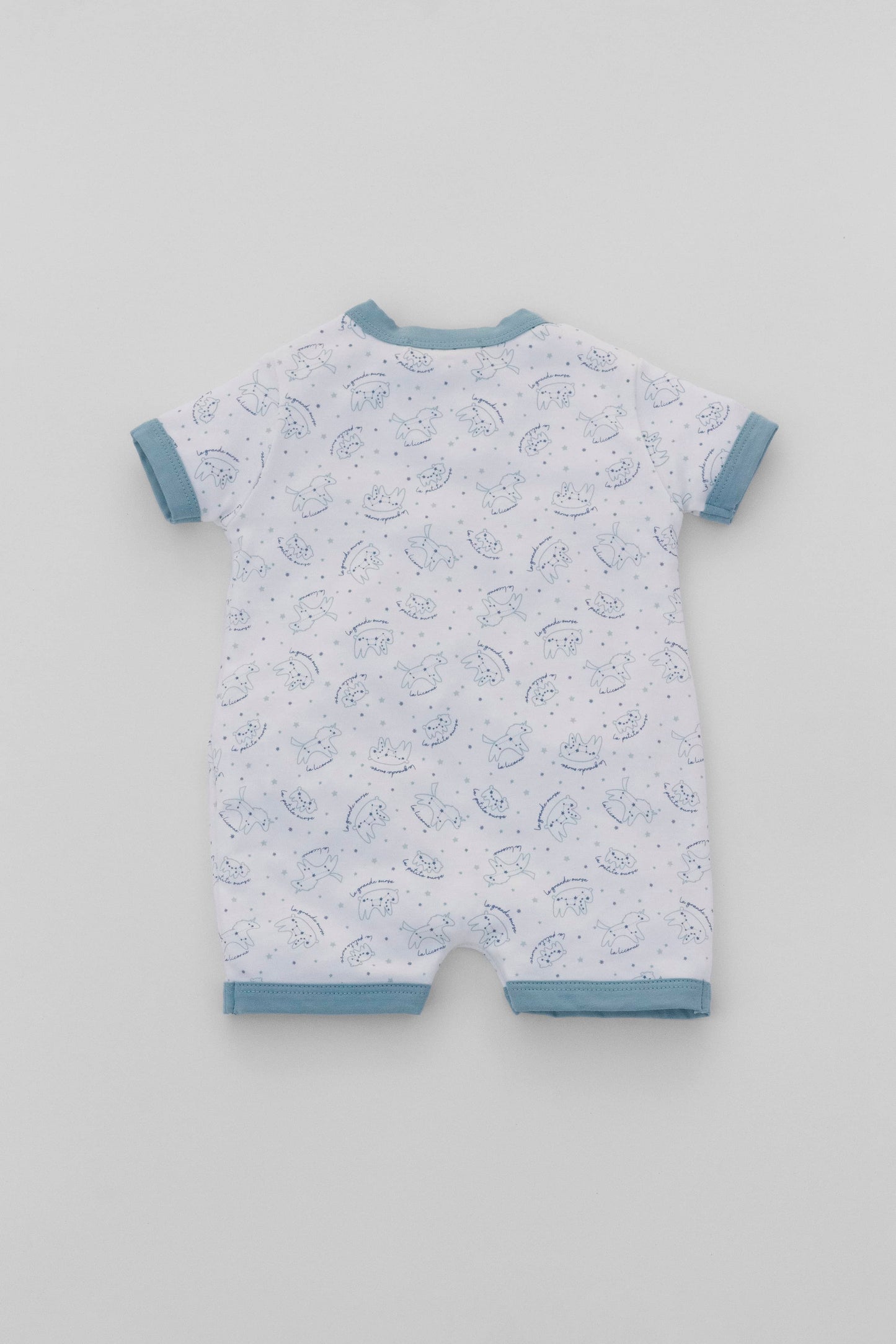 Organic crew neck romper indigo