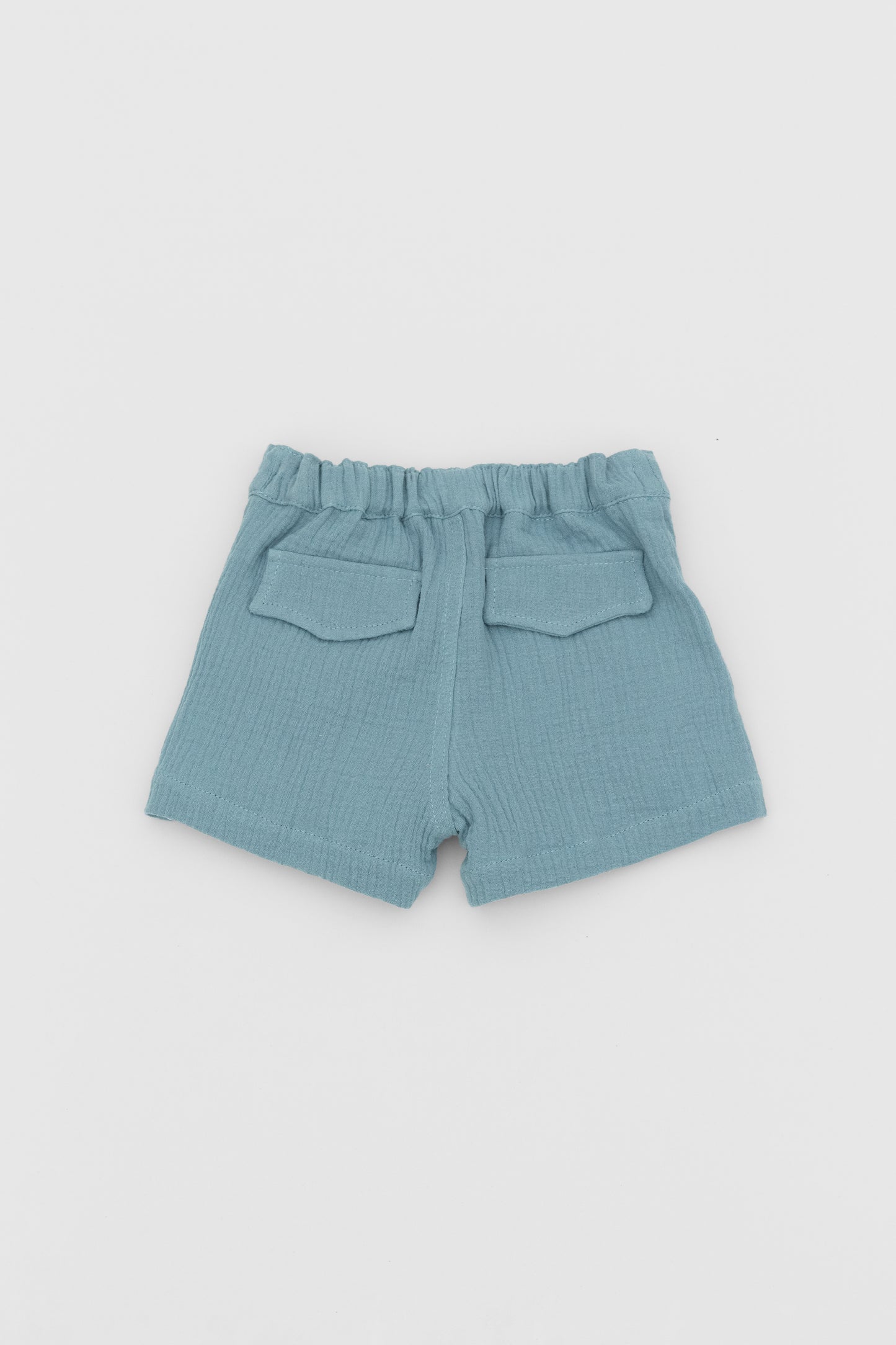 Organic muslin steel blue short pants kal babies back