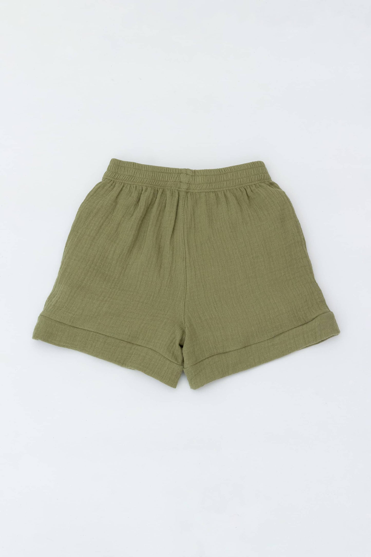 Muslin shorts with elastic waistband green