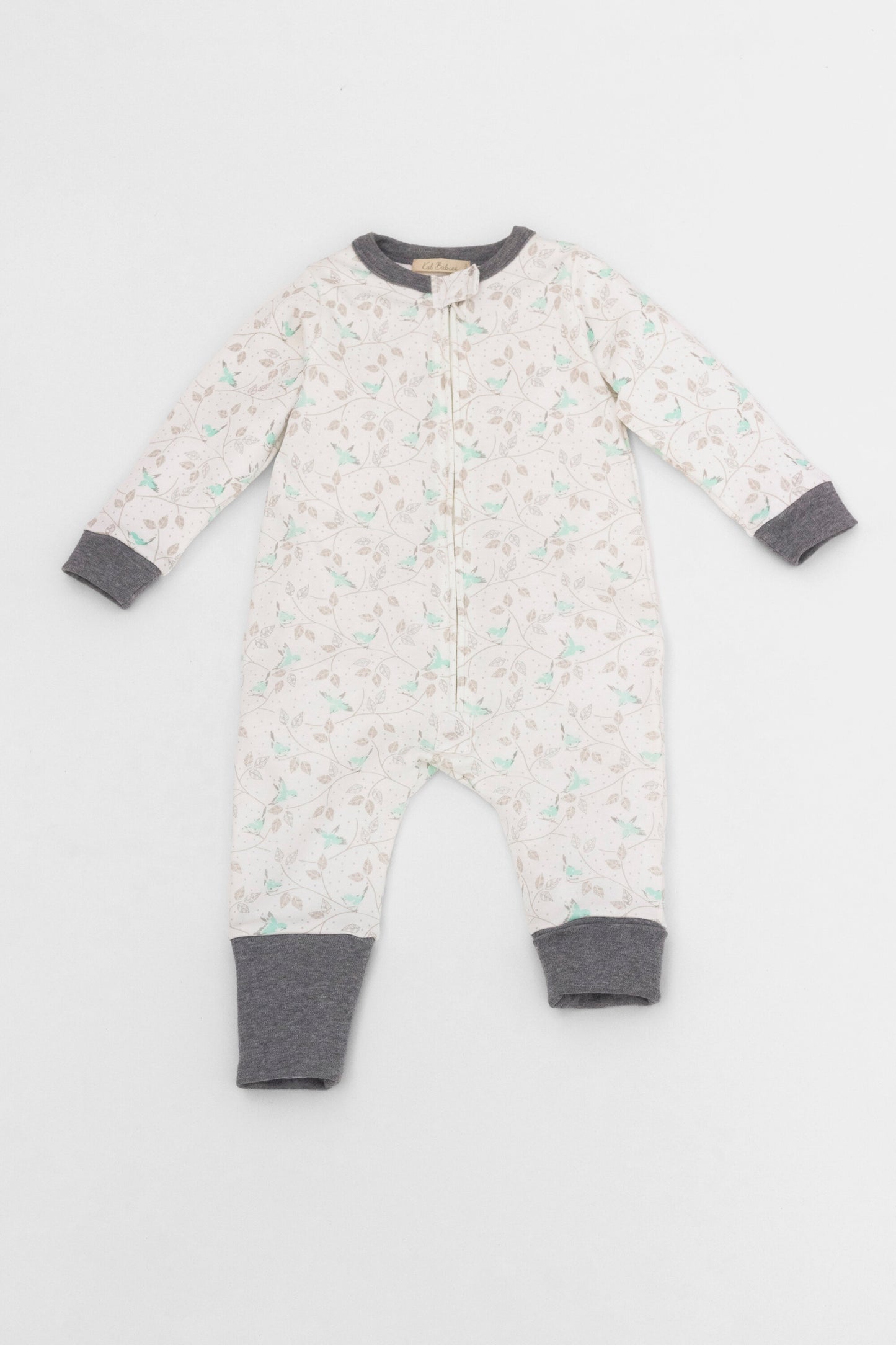 Organic one-piece footless pajamas birds