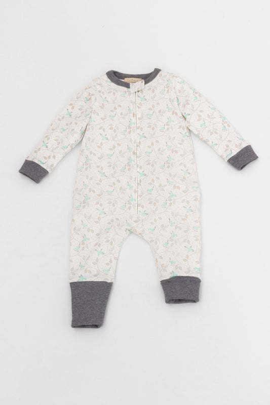 Organic one-piece footless pajamas birds