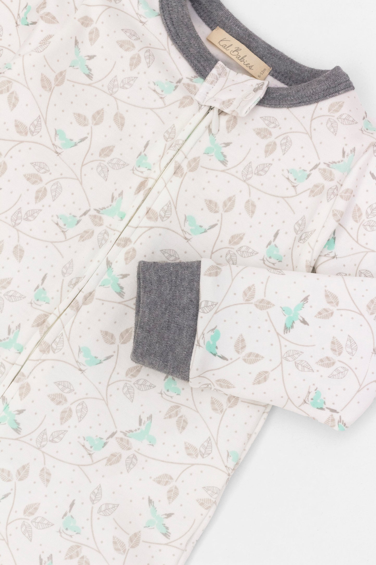 Organic one-piece footless pajamas birds