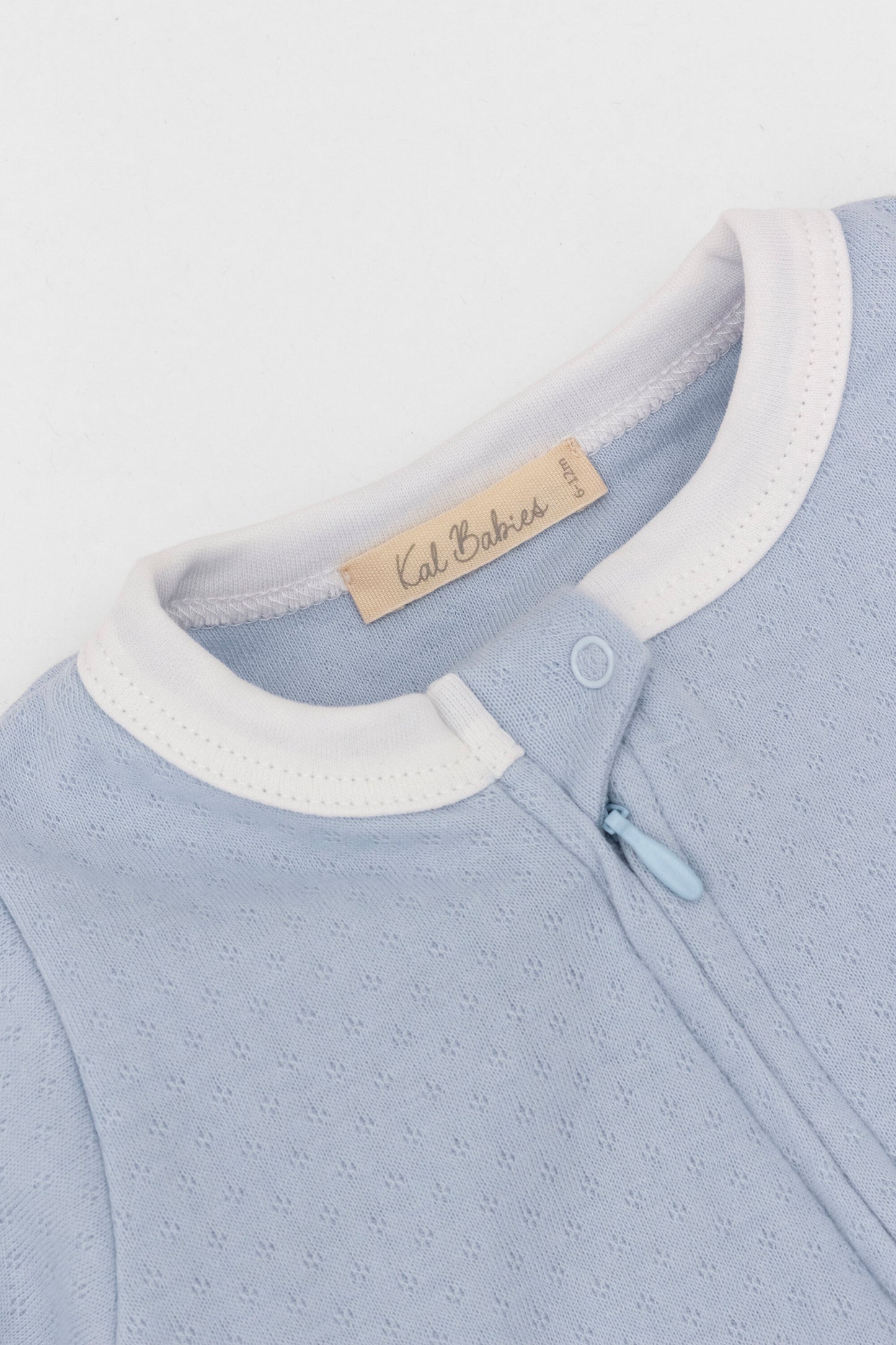 Organic zipper footed pj's baby blue