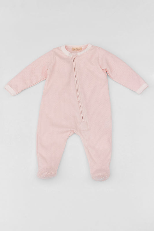 Organic zipper footed pj's baby pink