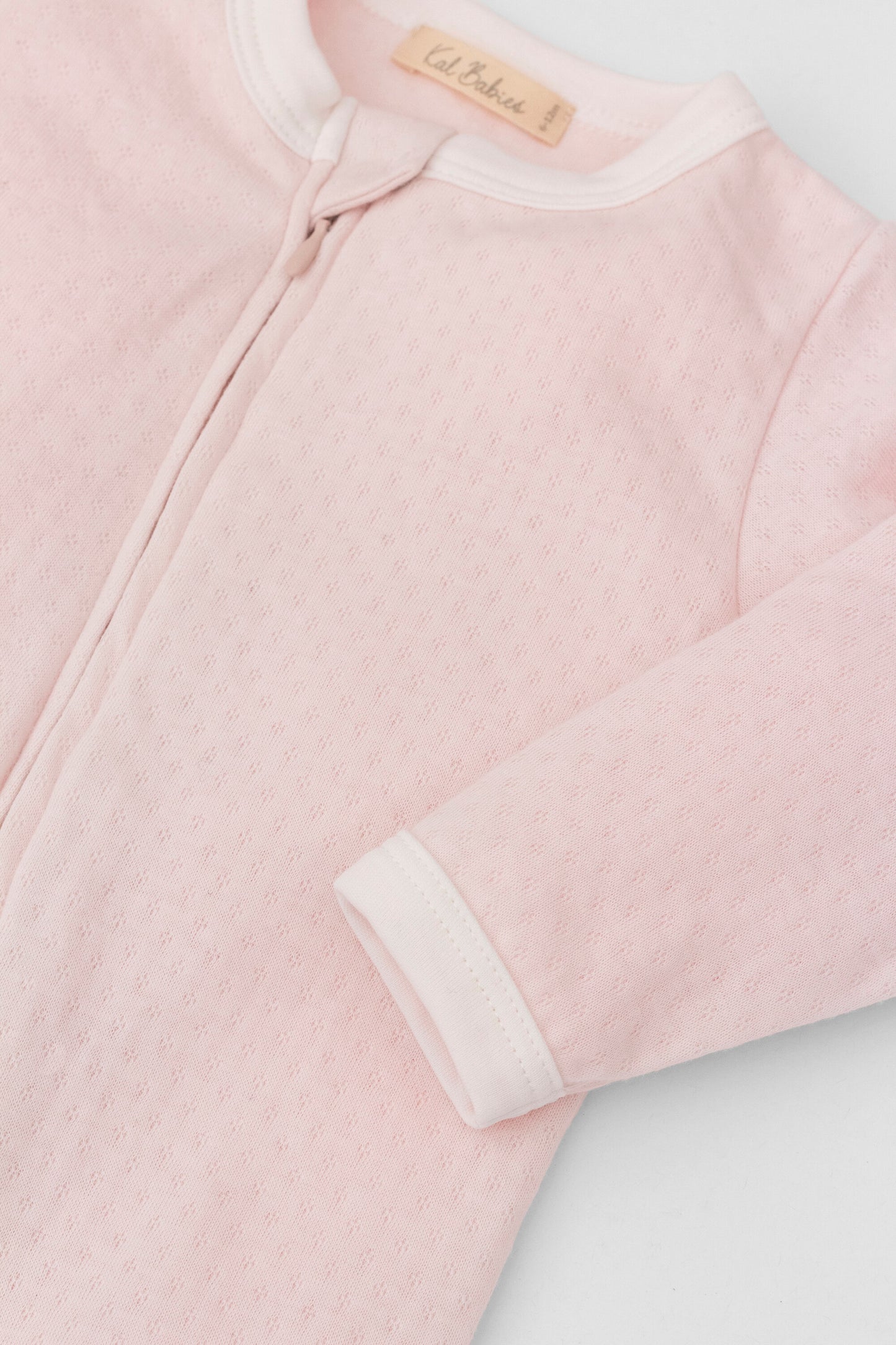 Organic zipper footed pj's baby pink