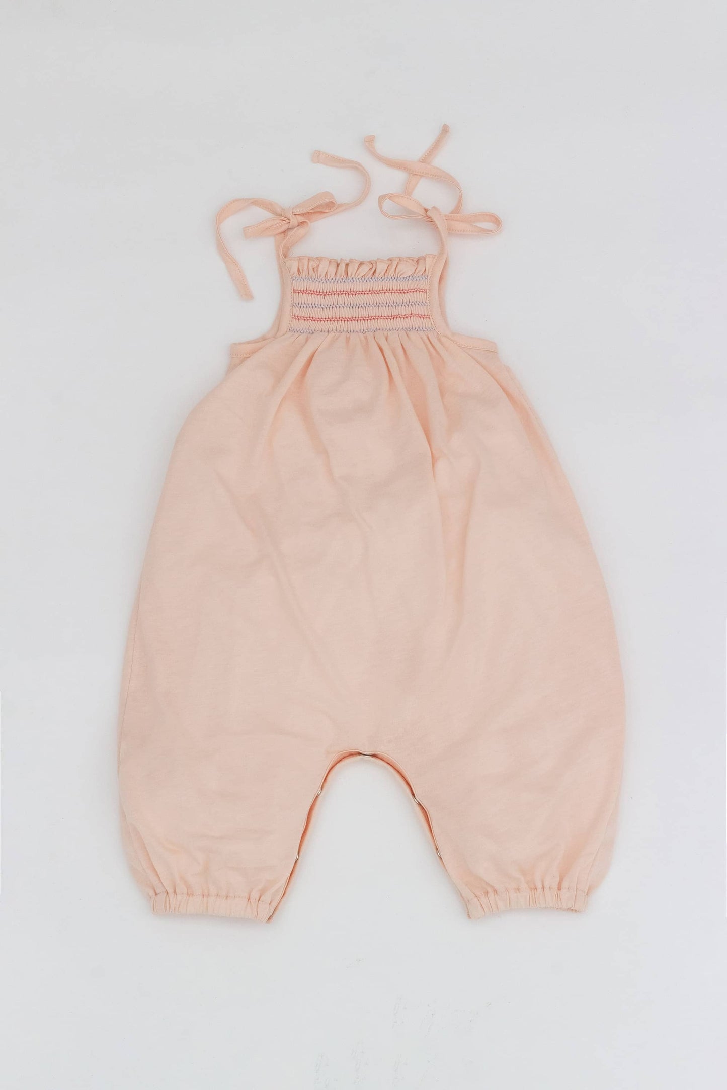 Salmon embroidered long romper