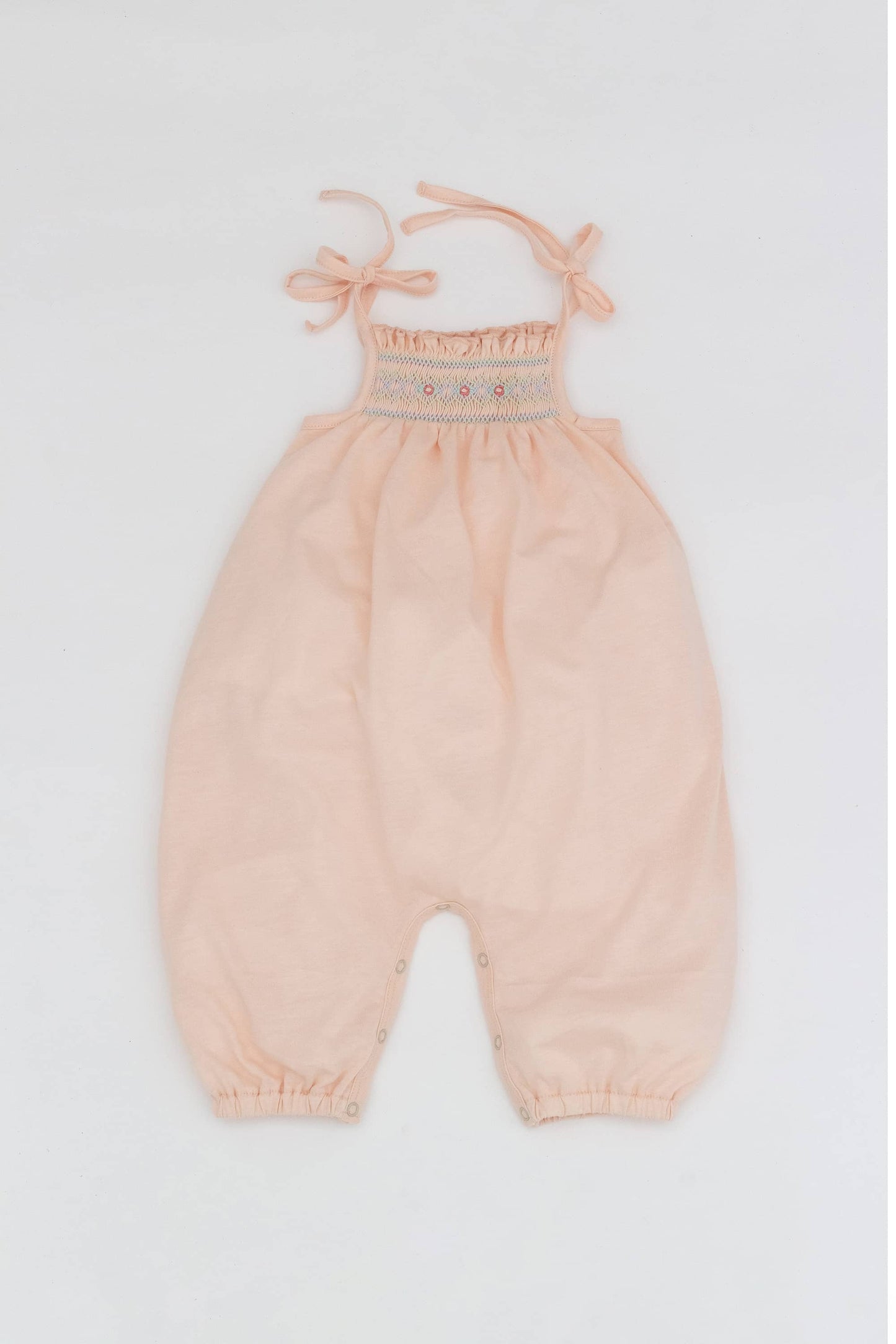 Salmon embroidered long romper