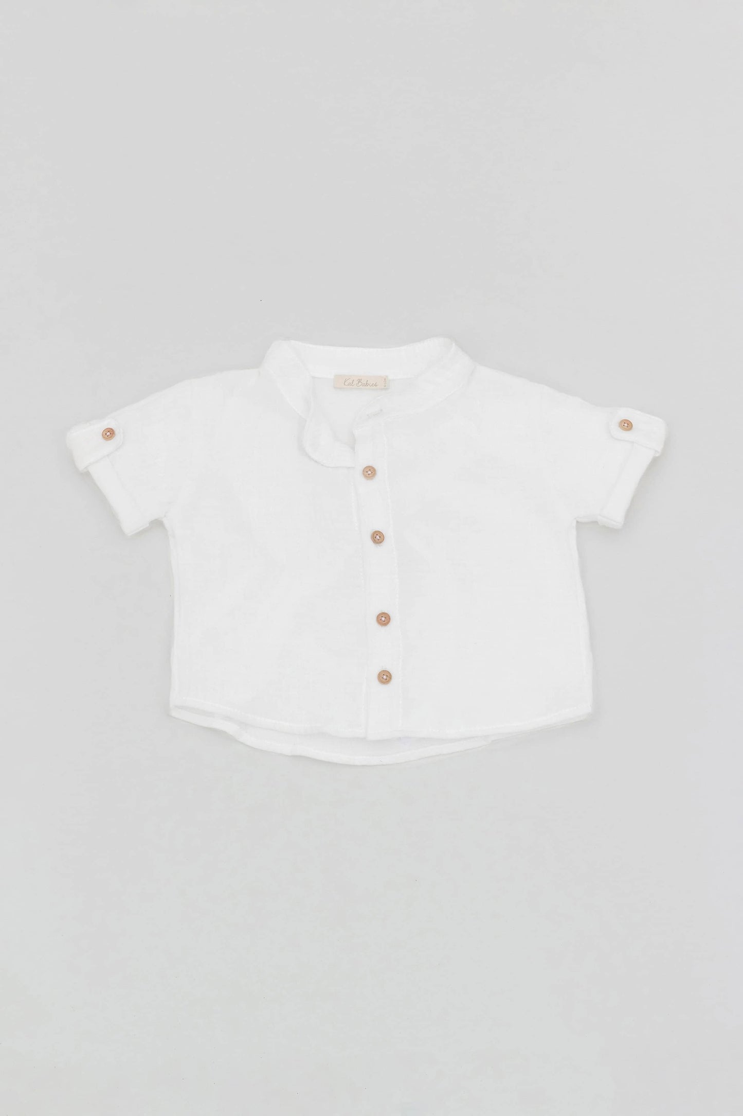 Organic cotton muslin white shirt kal babies front