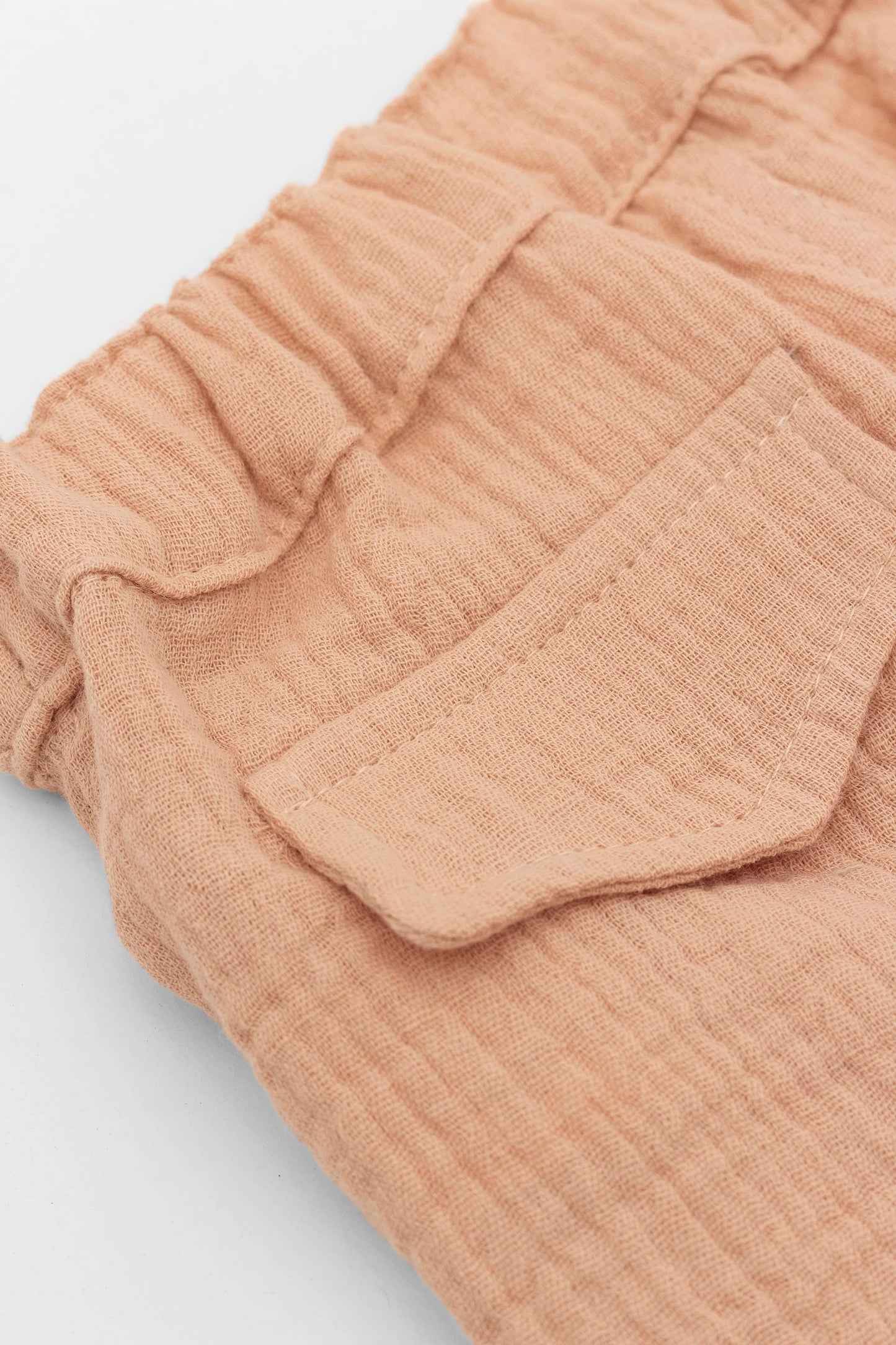 Organic muslin soft clay short pants kal babies pockets