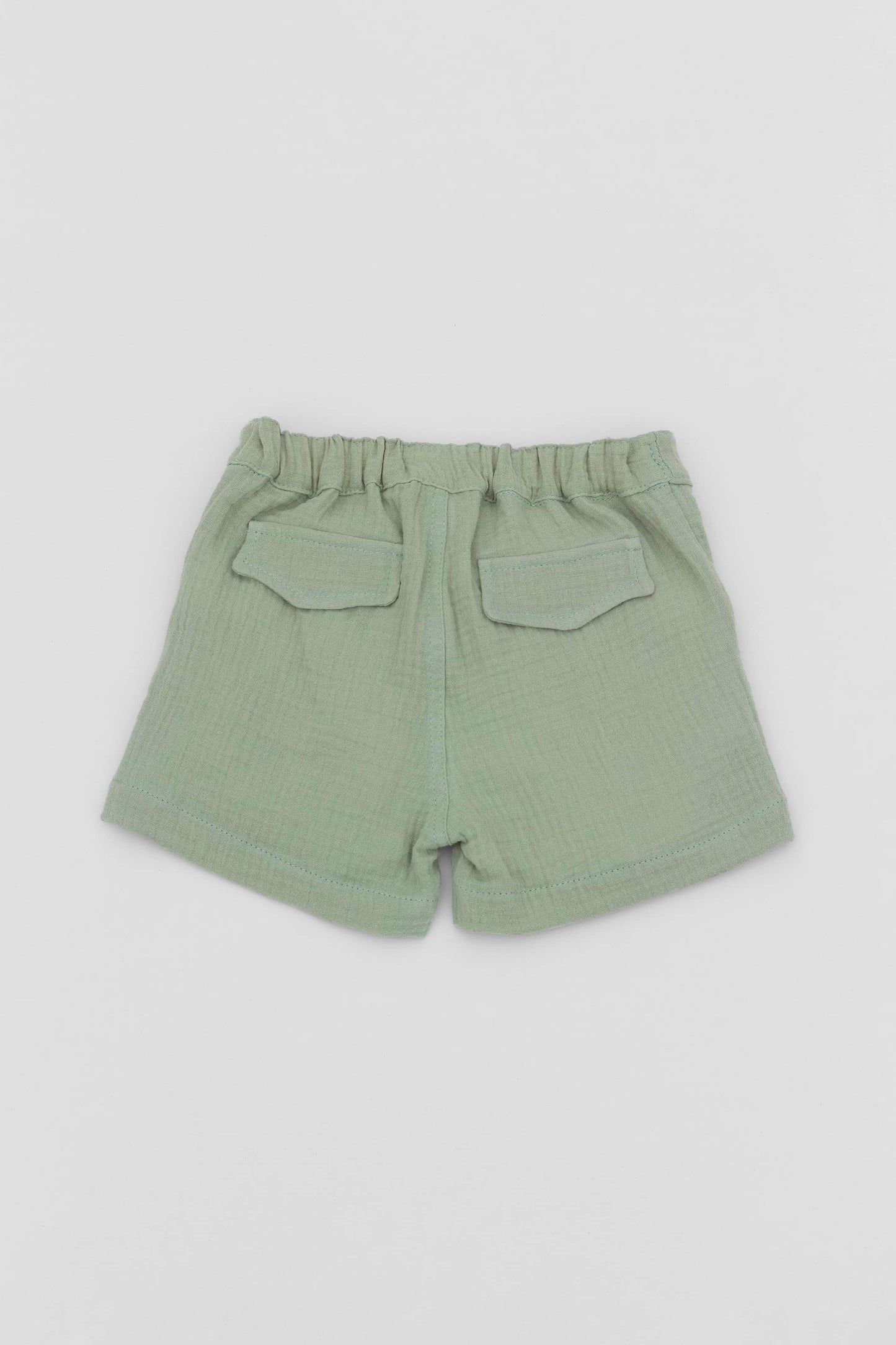 Organic muslin green short pants kal babies back
