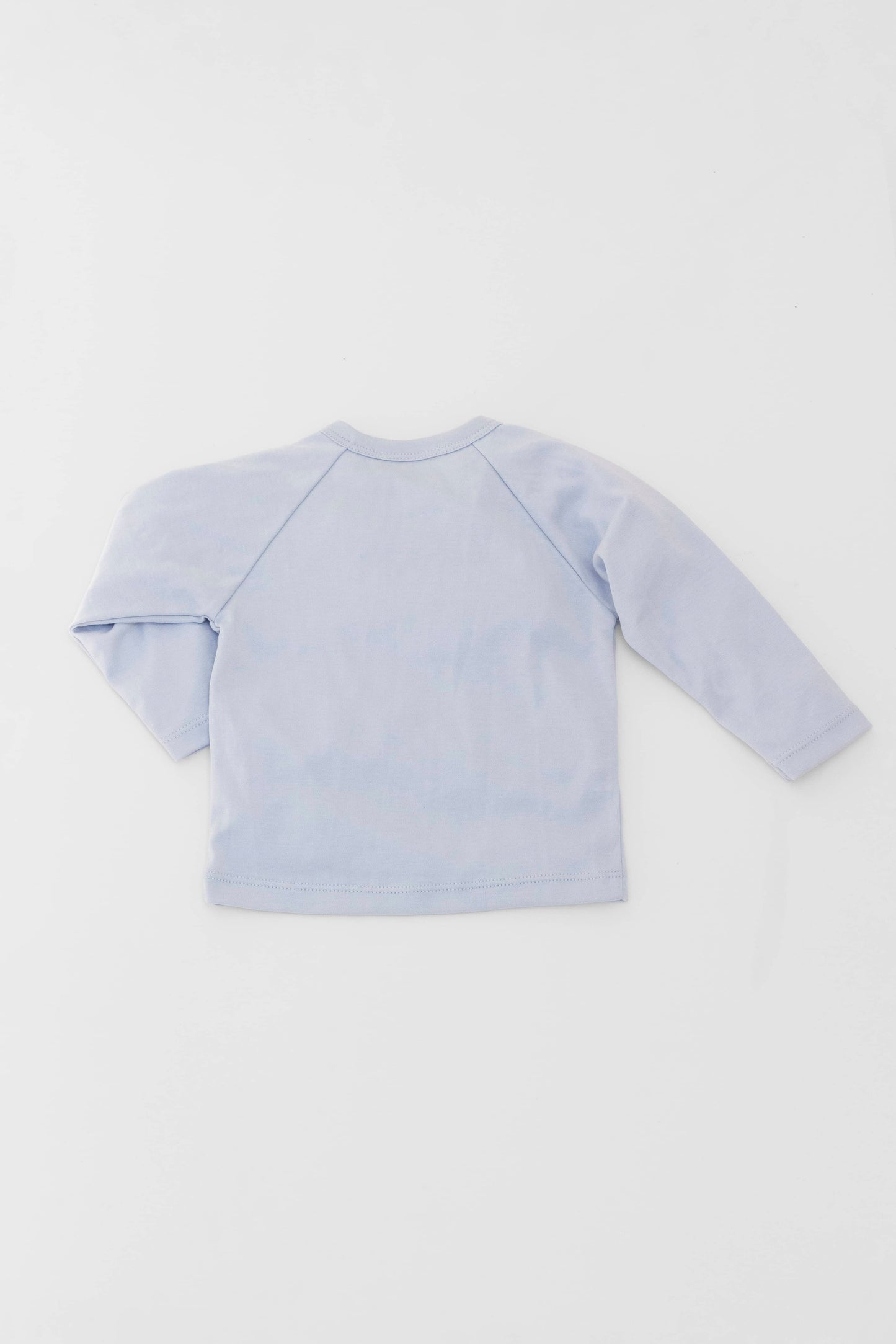 Organic raglan sleeve crewneck top blue elephant print