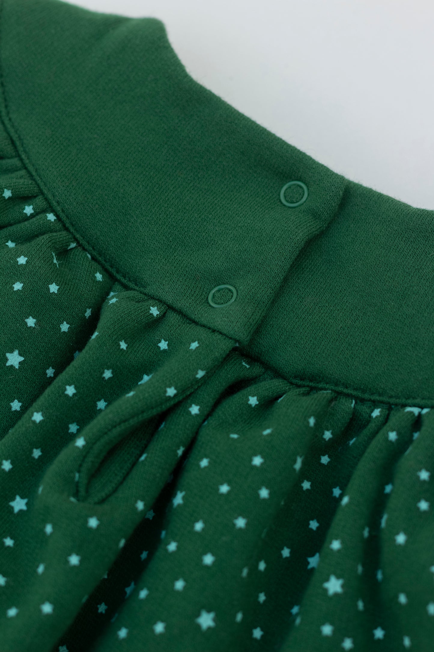Fleece green dress with hand embroidered flowers