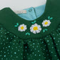 Fleece green dress with hand embroidered flowers
