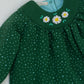Fleece green dress with hand embroidered flowers