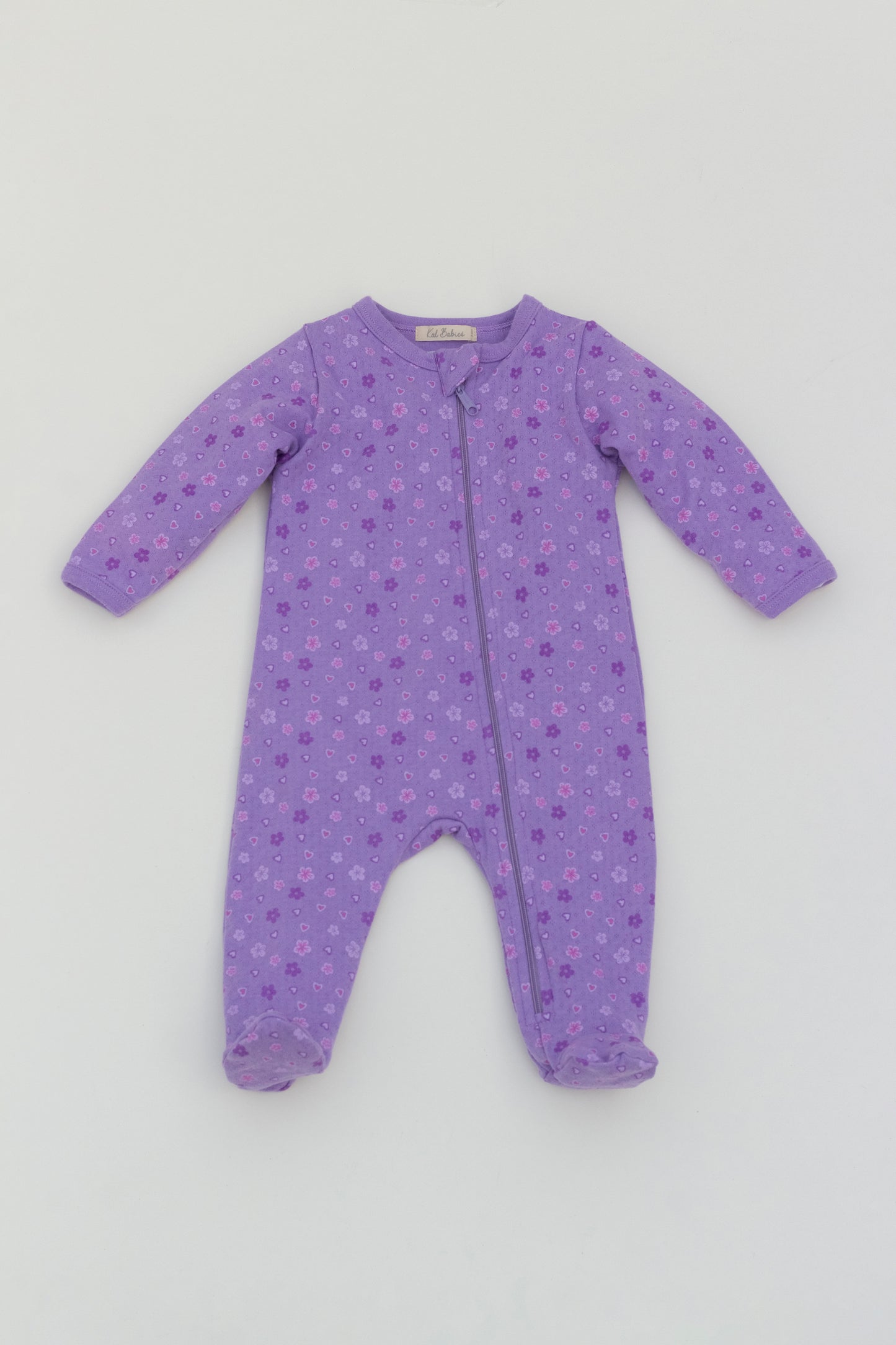 Organic cotton zipper footed pajamas purple