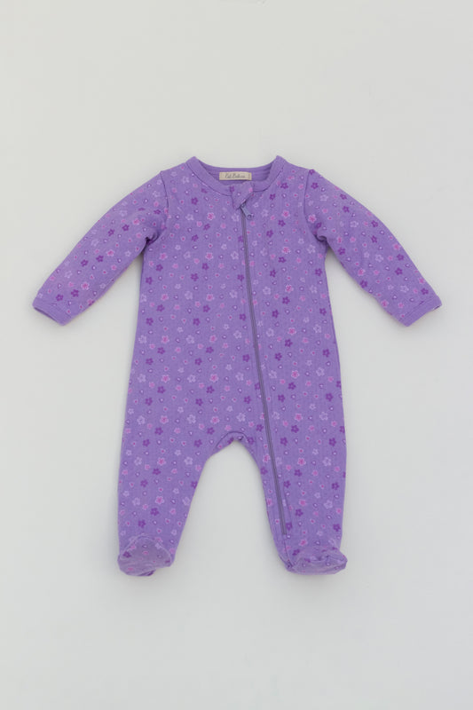 Organic cotton zipper footed pajamas purple